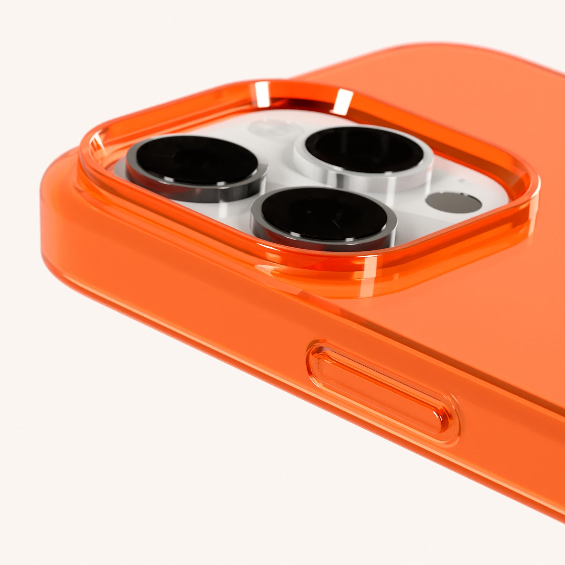 Handykette mit Karabinerband in Neon Orange transparent + Schwarz