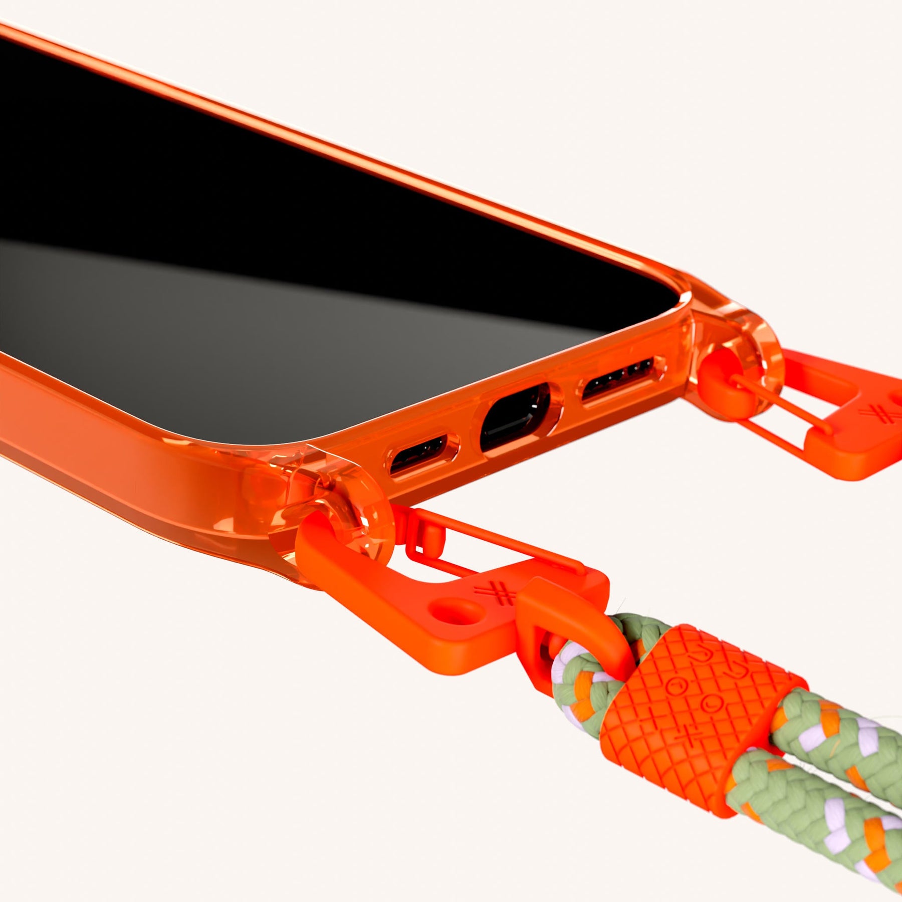 Handykette mit Karabinerband in Neon Orange Transparent + Orange Kamouflage