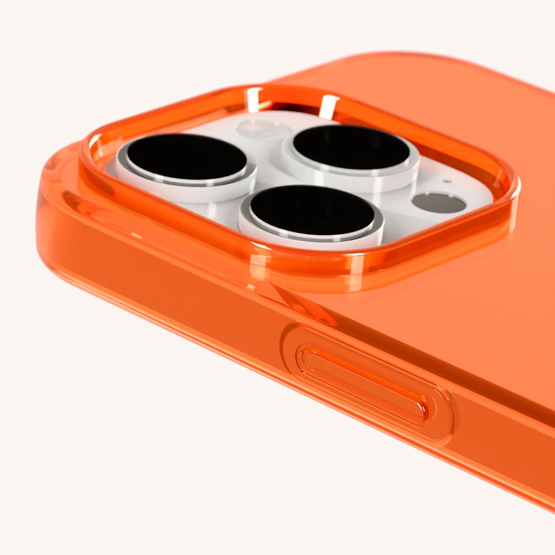 Handykette mit Karabinerband in Neon Orange transparent + Schwarz
