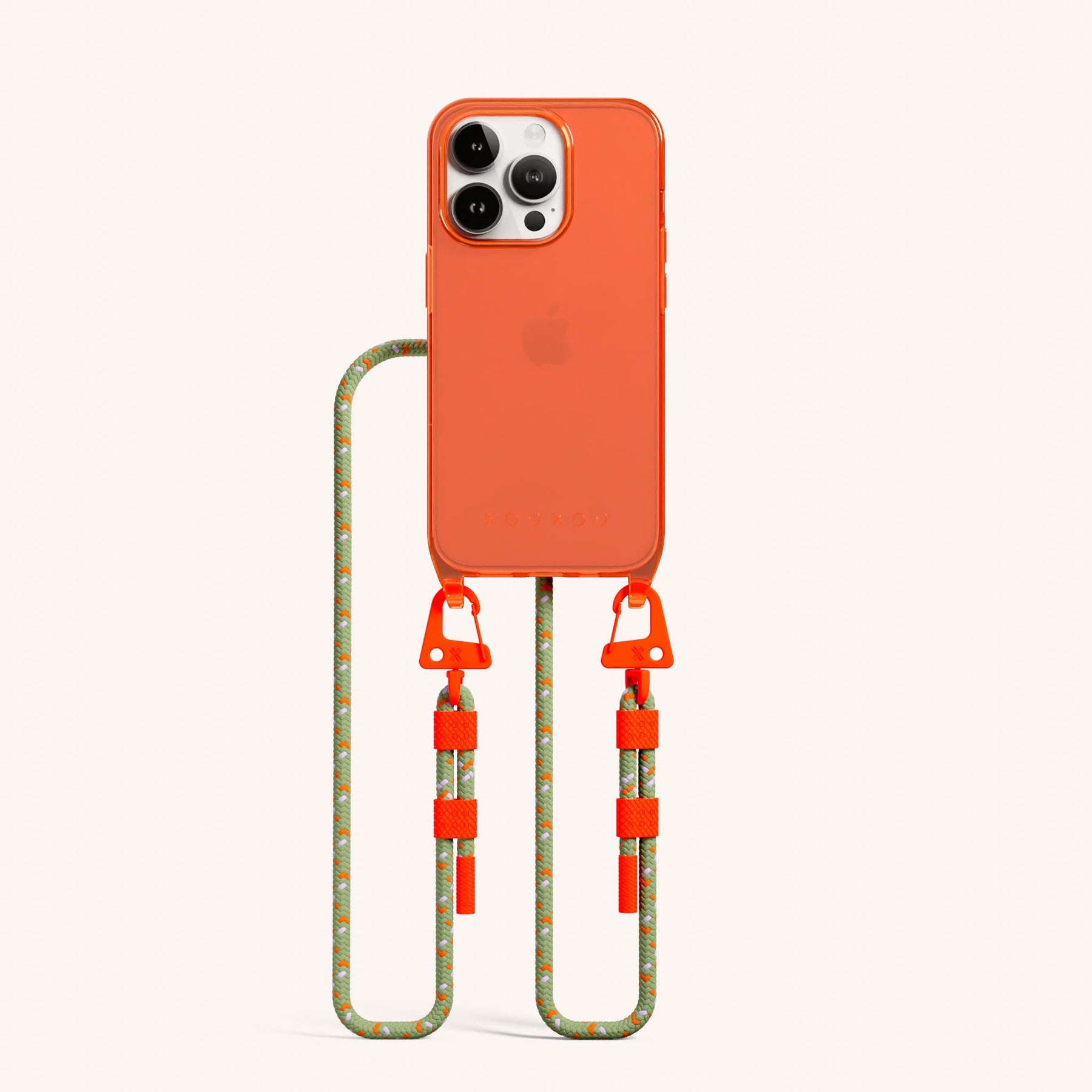 Handykette mit Karabinerband in Neon Orange Transparent + Orange Kamouflage
