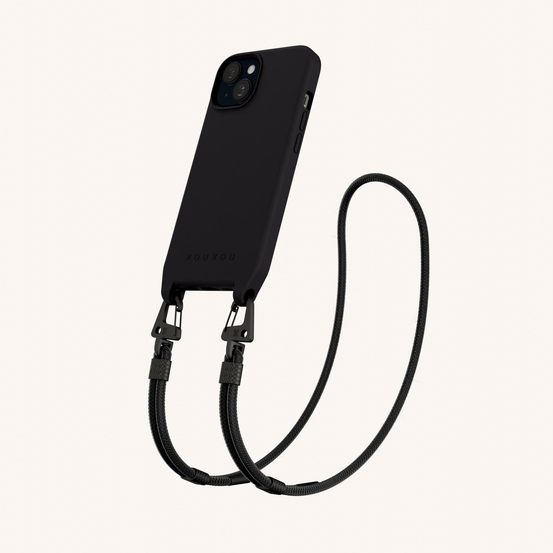 Handykette mit Karabinerband in Schwarz