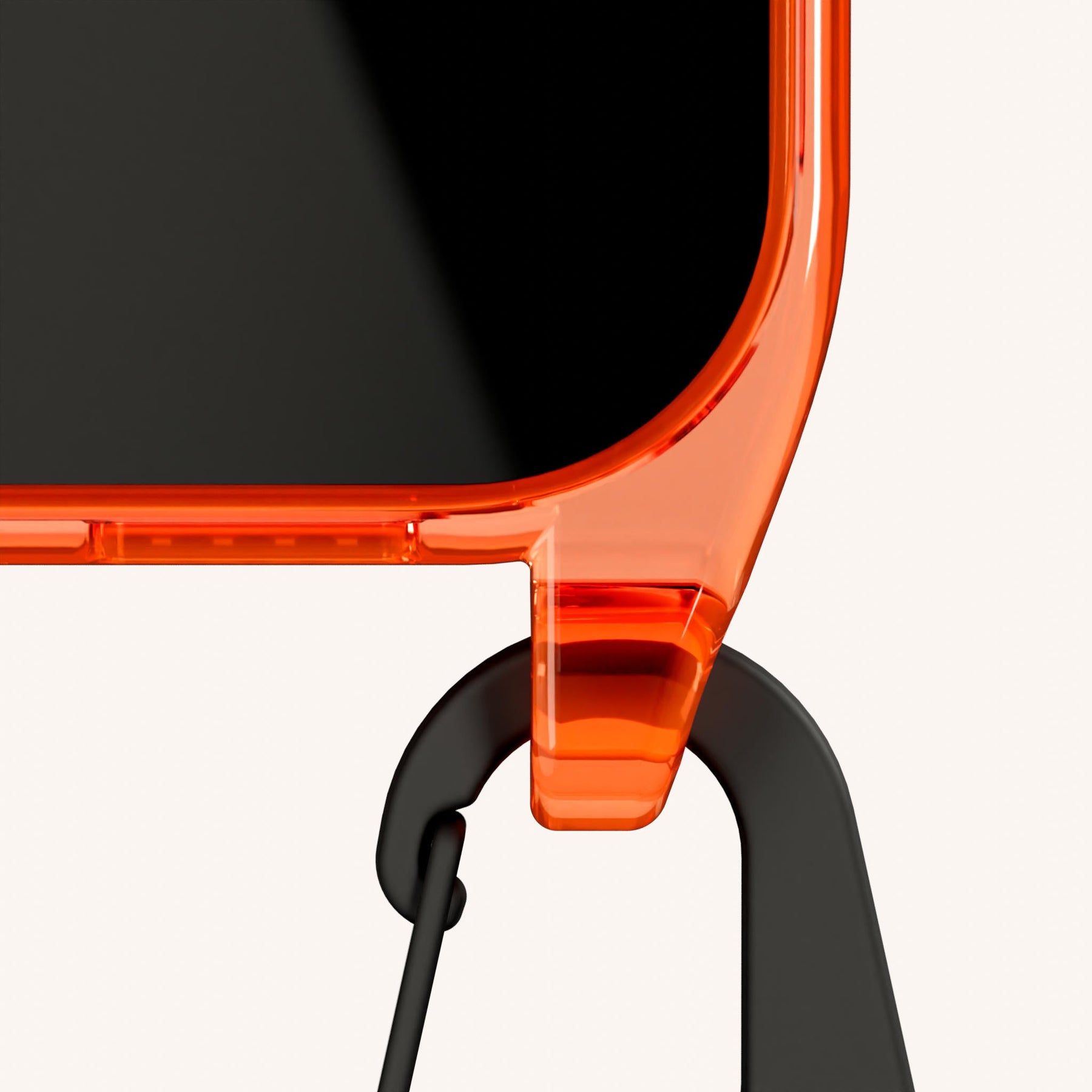 Handykette mit Karabinerband in Neon Orange transparent + Schwarz