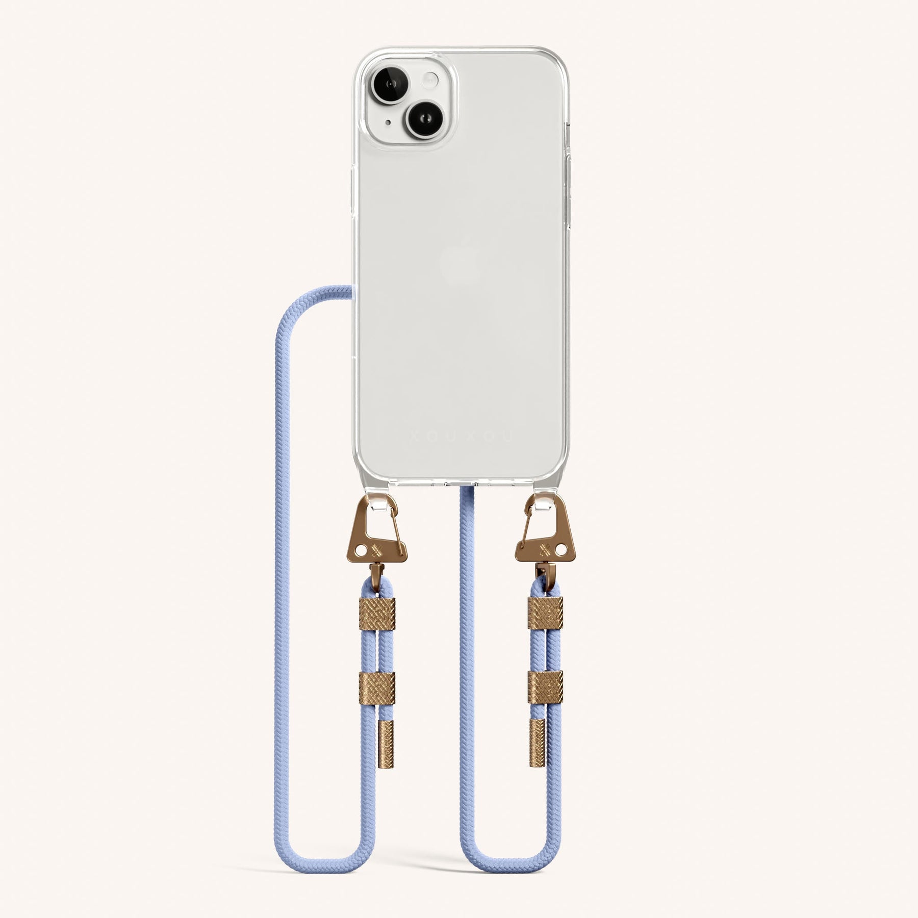 Handykette mit Karabinerband in Transparent + Baby Blau