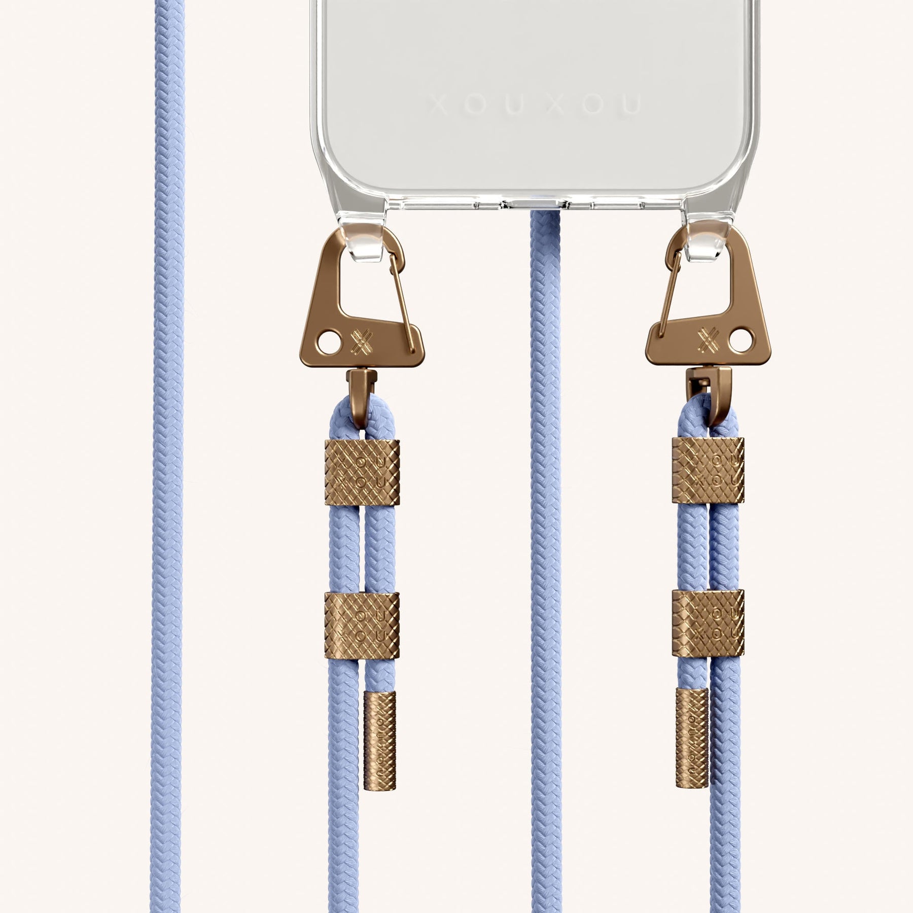 Handykette mit Karabinerband in Transparent + Baby Blau