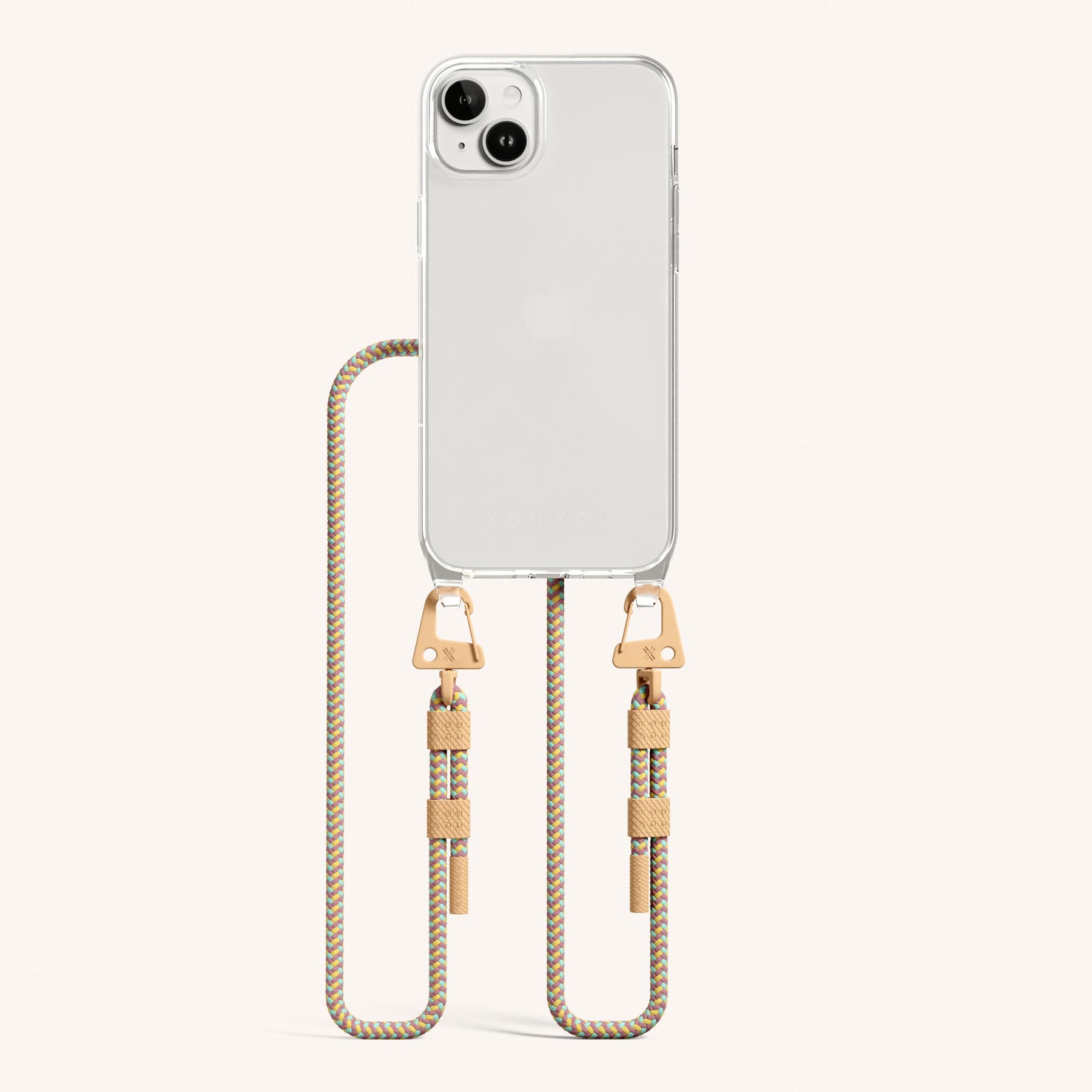 Handykette mit Karabinerband in Transparent + Palm Springs