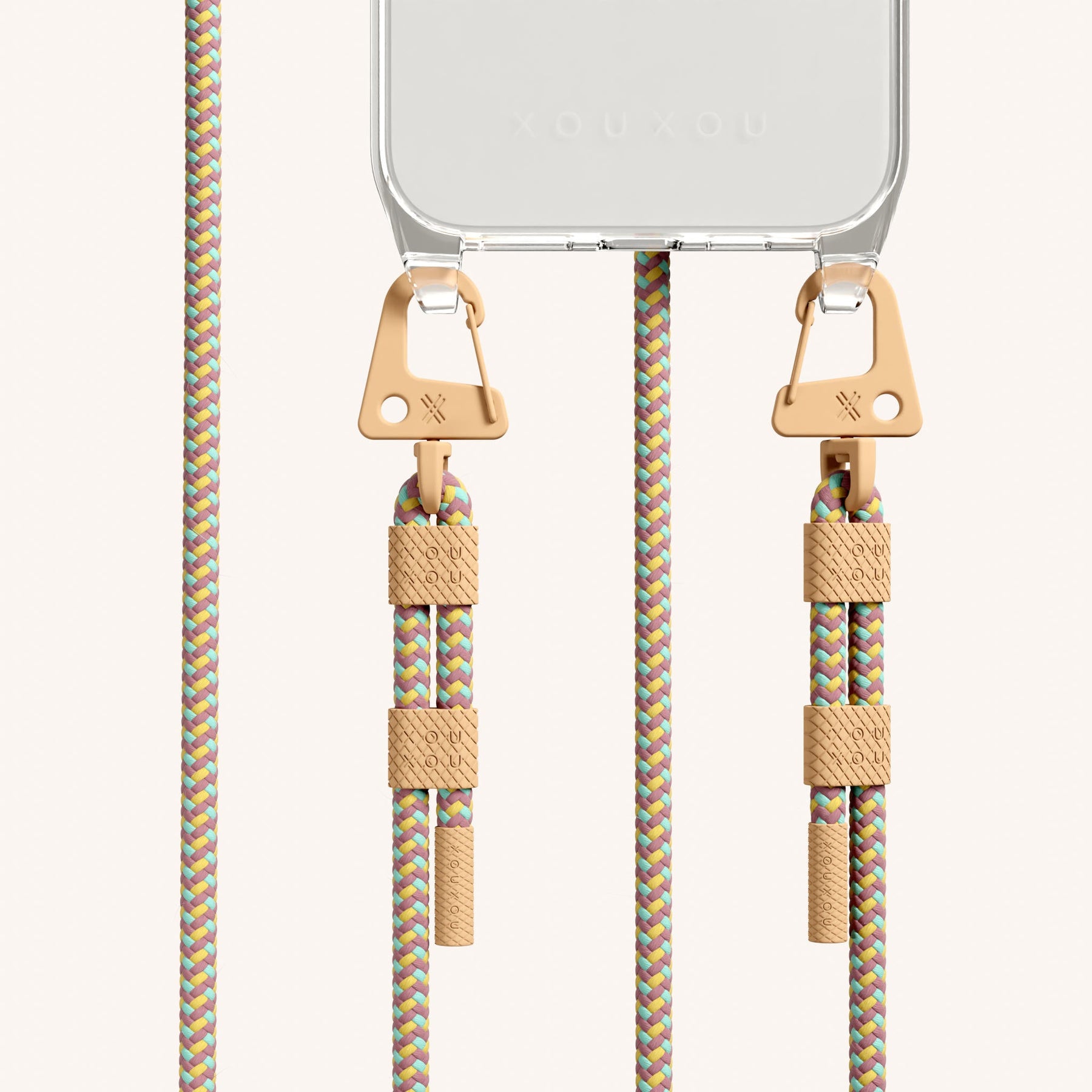 Handykette mit Karabinerband in Transparent + Palm Springs