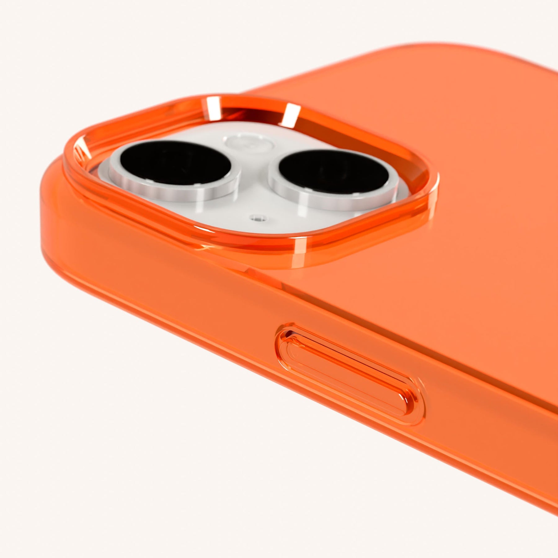Handykette mit Karabinerband in Neon Orange transparent + Schwarz