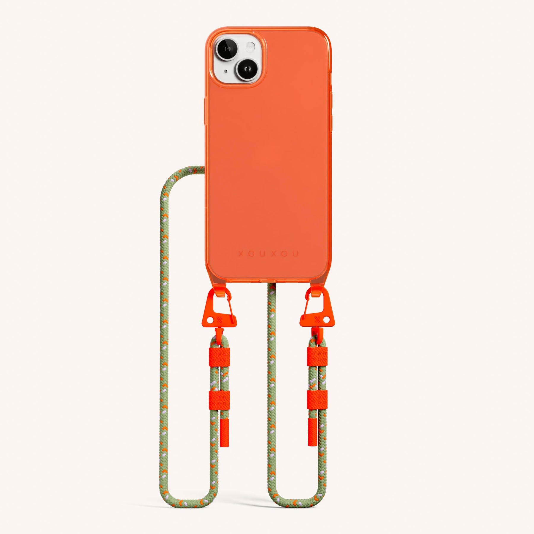 Handykette mit Karabinerband in Neon Orange Transparent + Orange Kamouflage