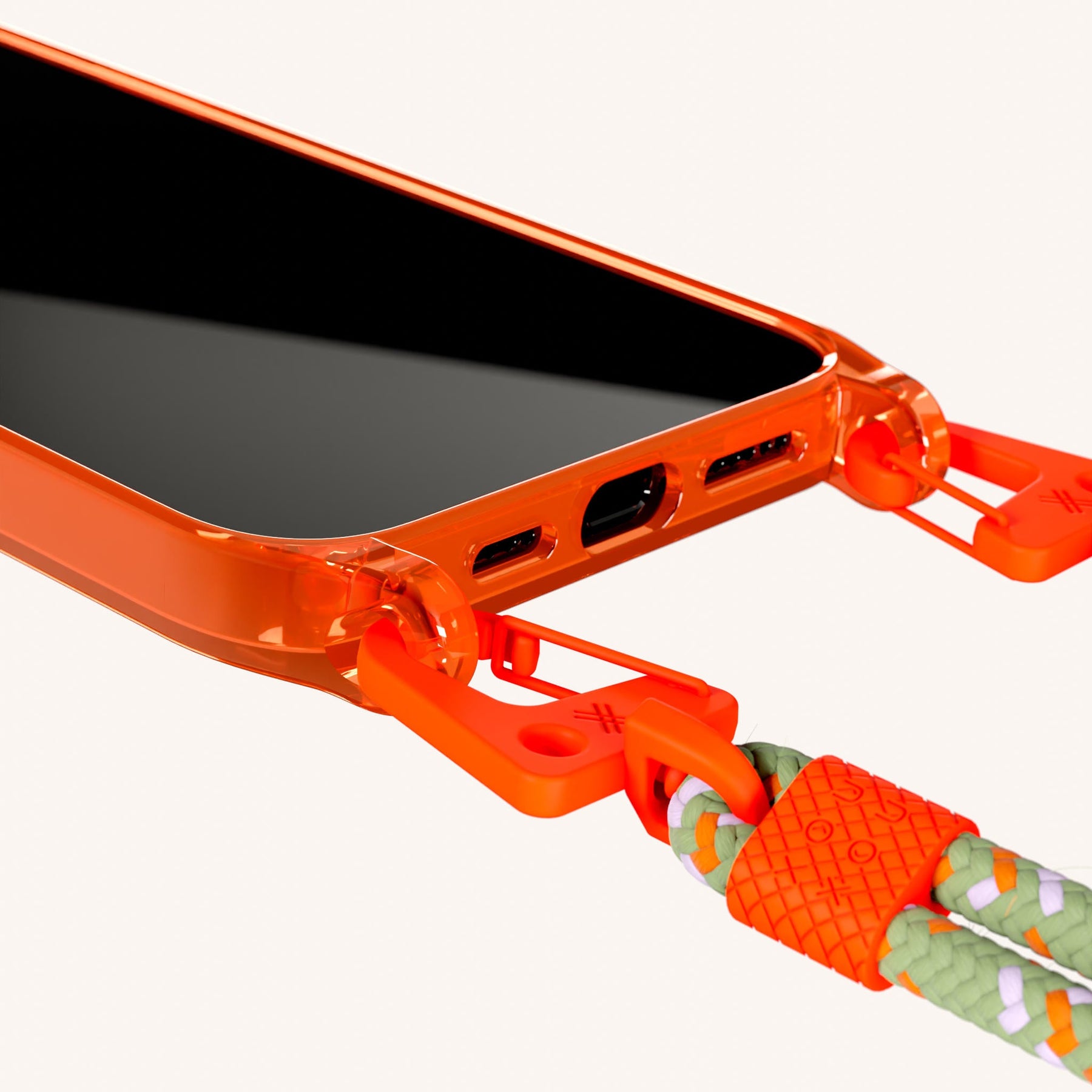 Handykette mit Karabinerband in Neon Orange Transparent + Orange Kamouflage