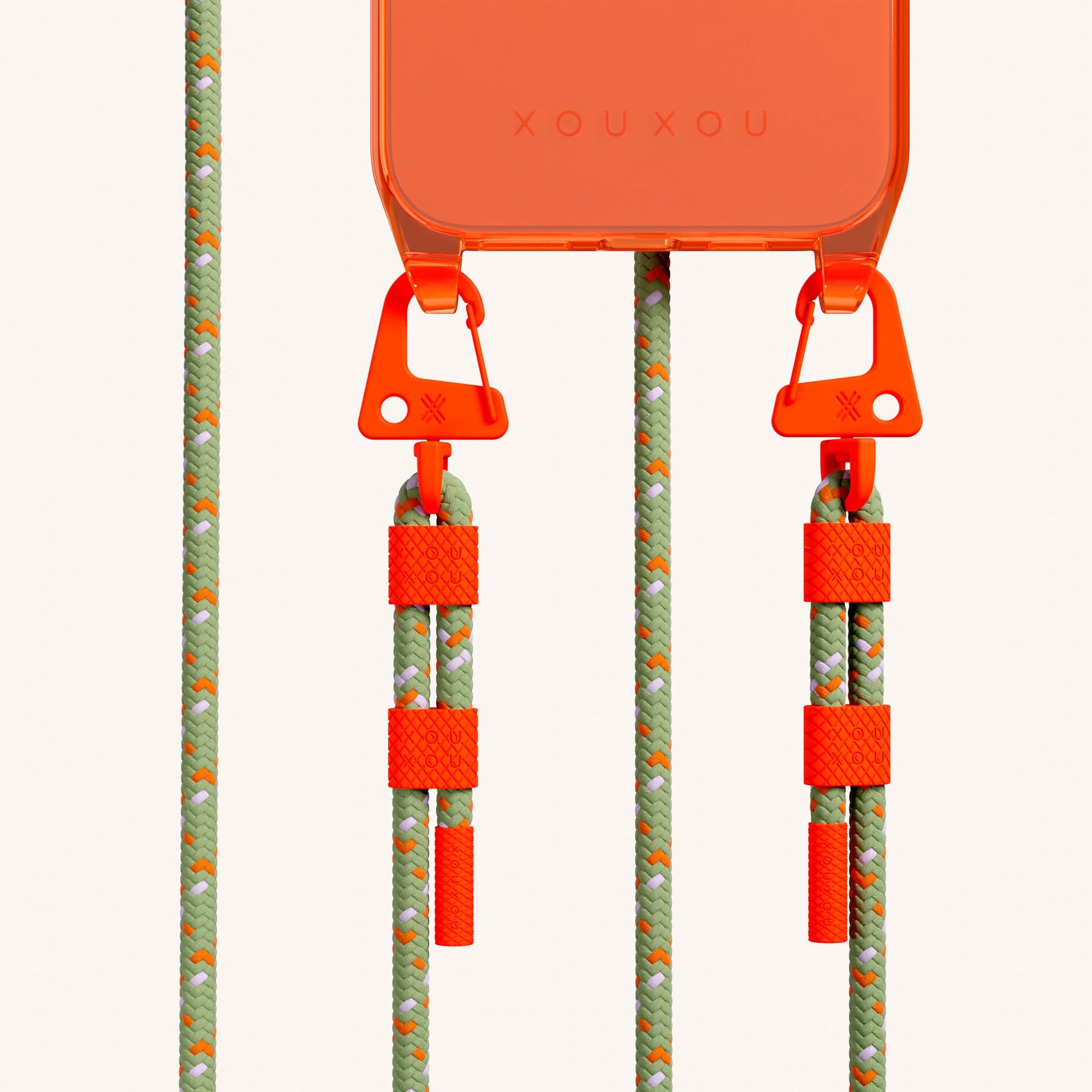 Handykette mit Karabinerband in Neon Orange Transparent + Orange Kamouflage