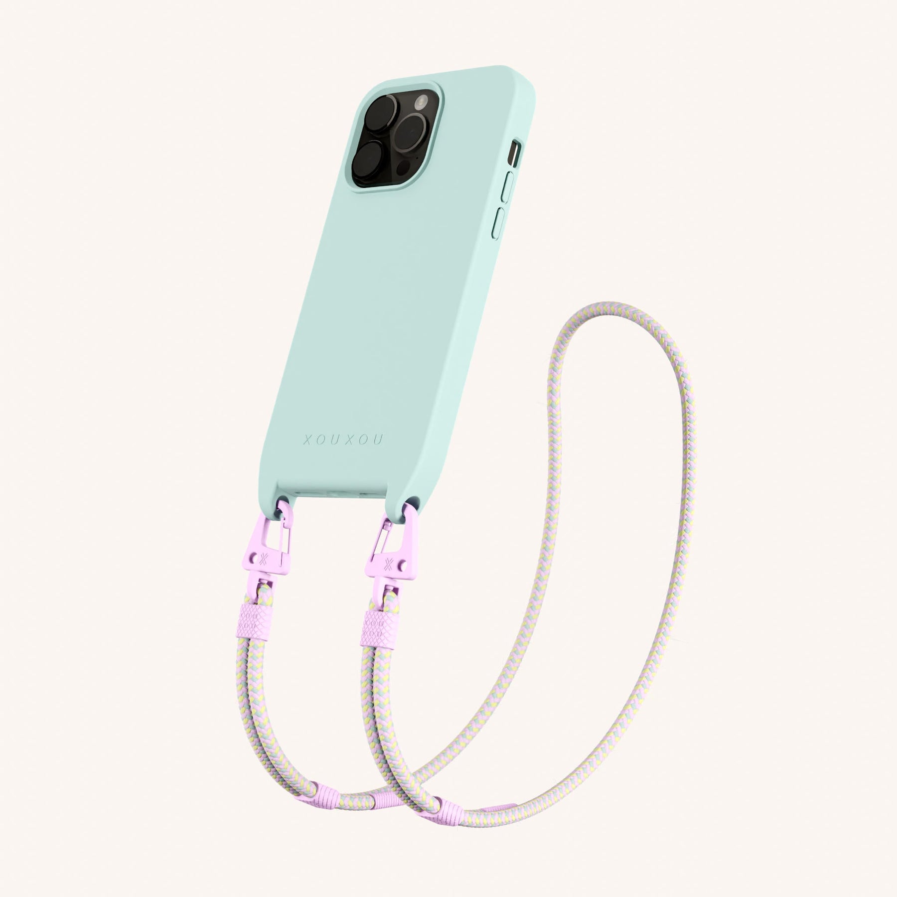 Phone Necklace with Carabiner Rope in Azzurro + Dolce