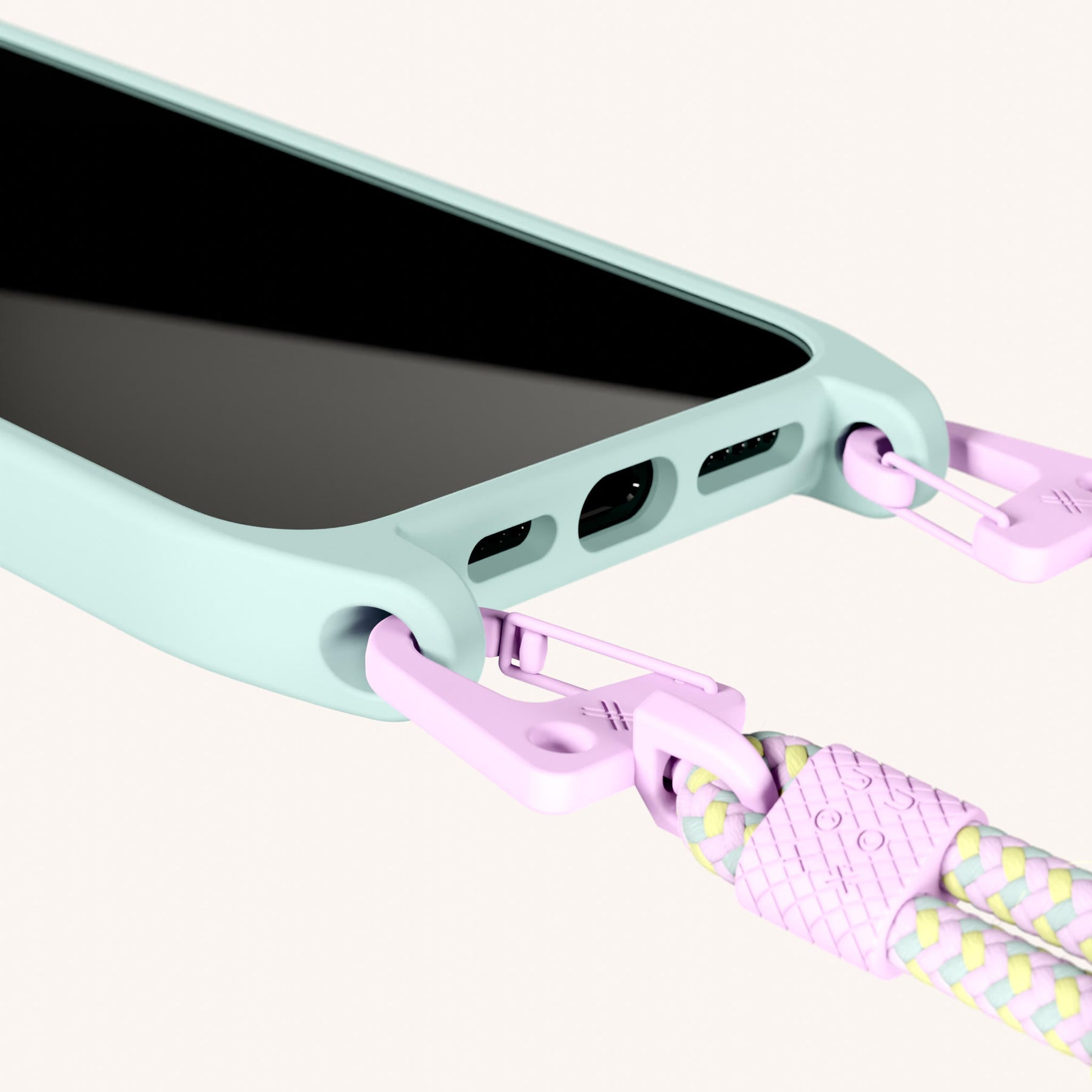Phone Necklace with Carabiner Rope in Azzurro + Dolce