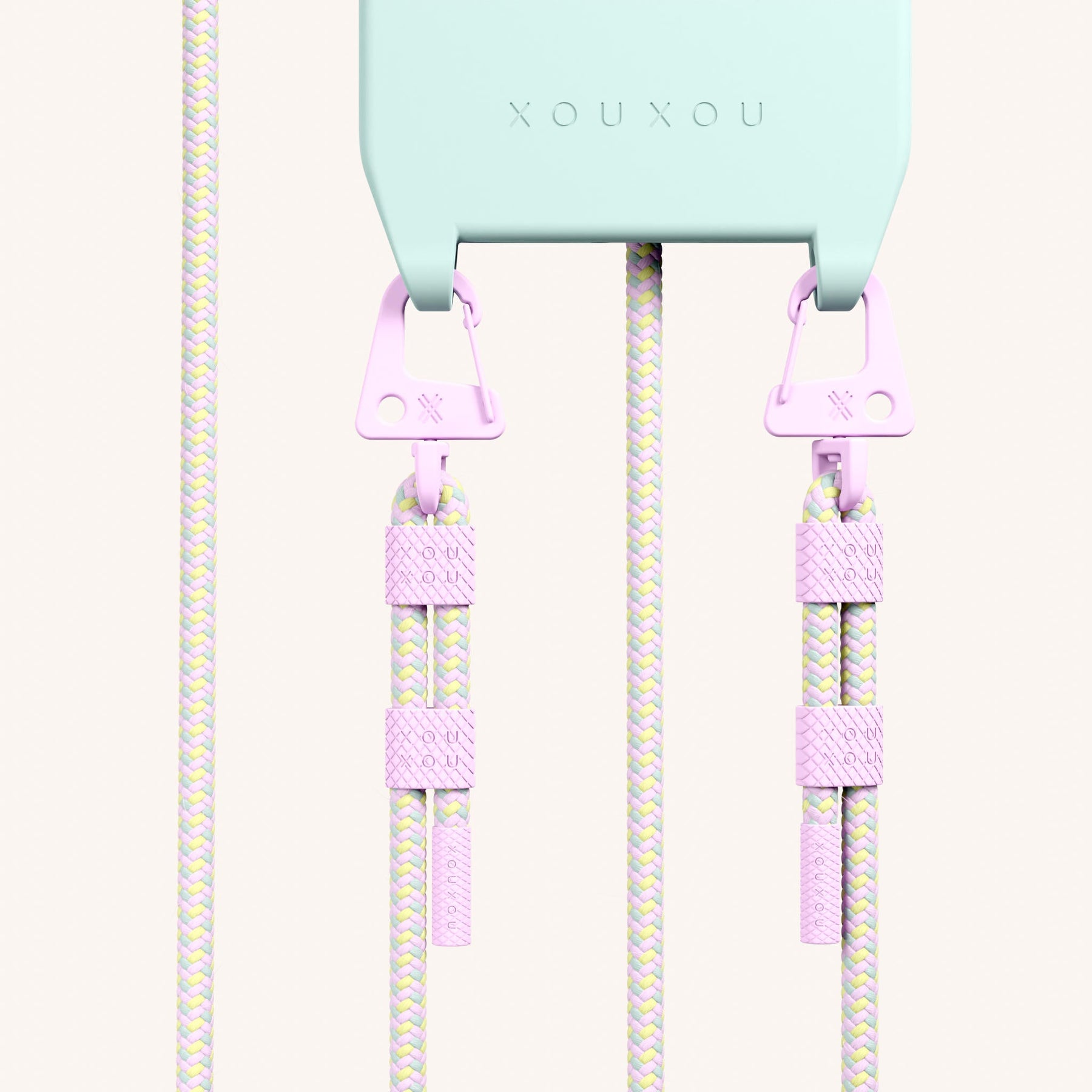 Phone Necklace with Carabiner Rope in Azzurro + Dolce