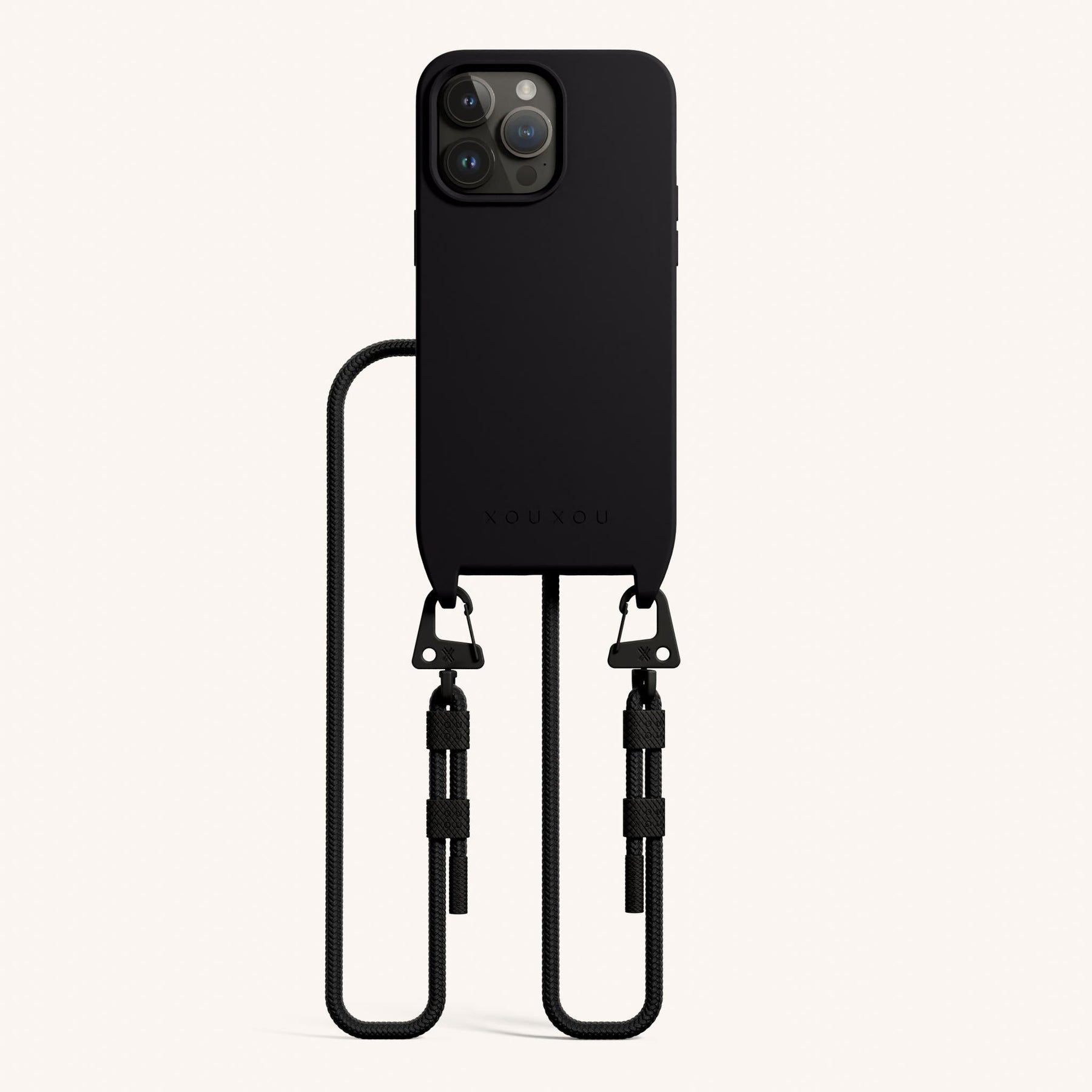 Handykette mit Karabinerband in Schwarz