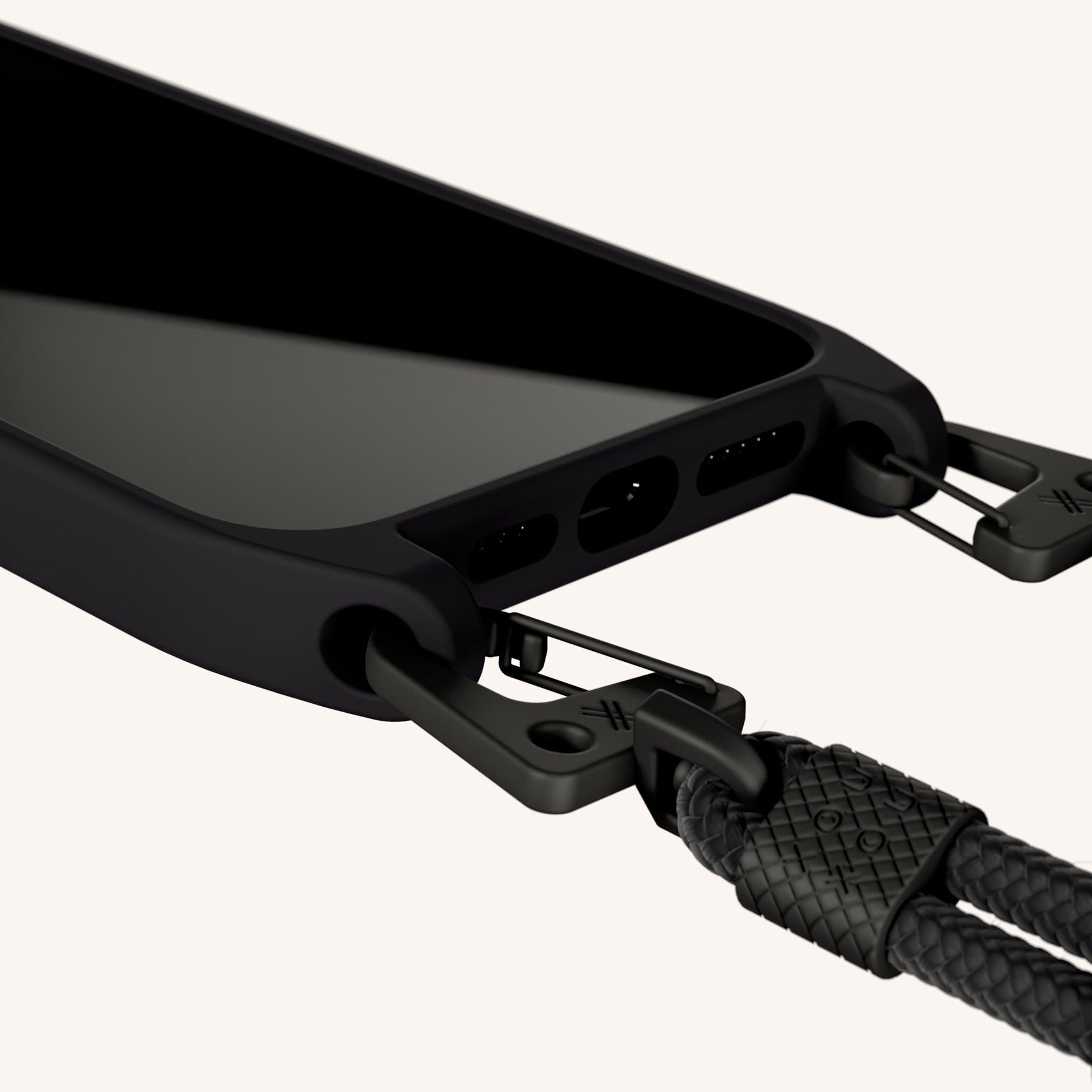 Handykette mit Karabinerband in Schwarz