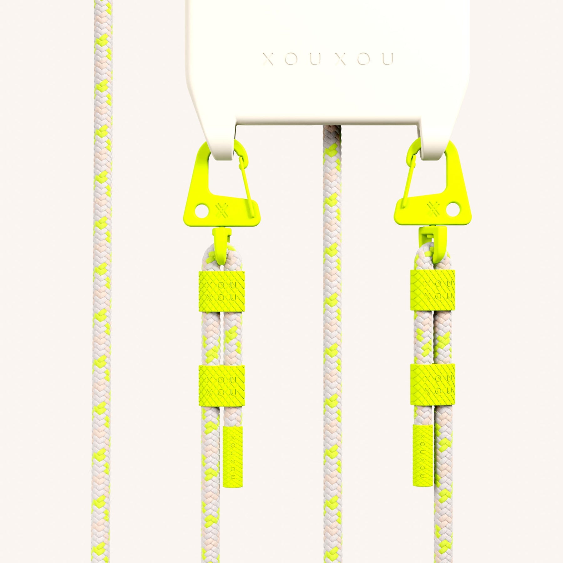 Handykette mit Karabinerband in Kreideweiss + Neon Kamouflage