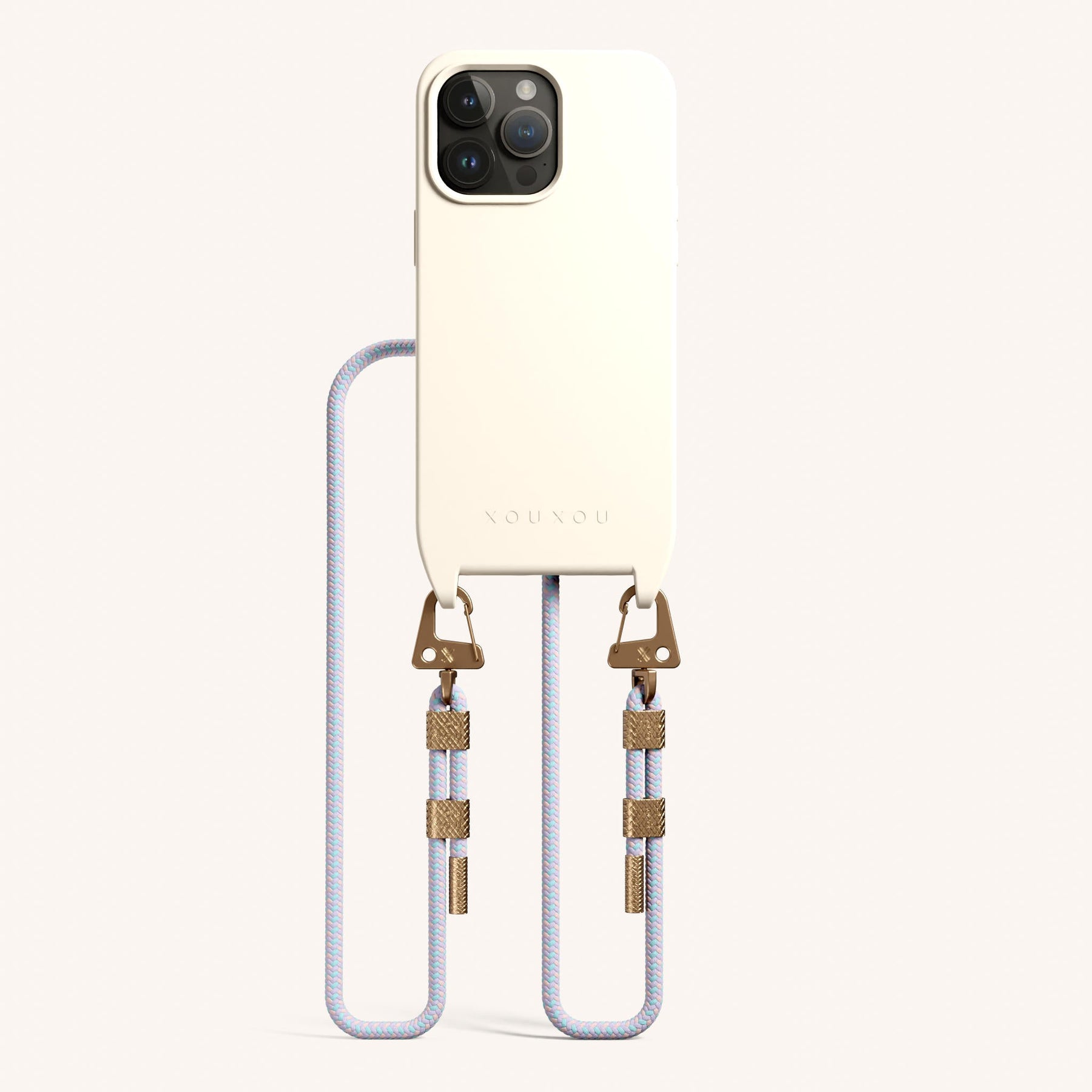 Phone Necklace with Carabiner Rope in Chalk + Vibrant Pastel
