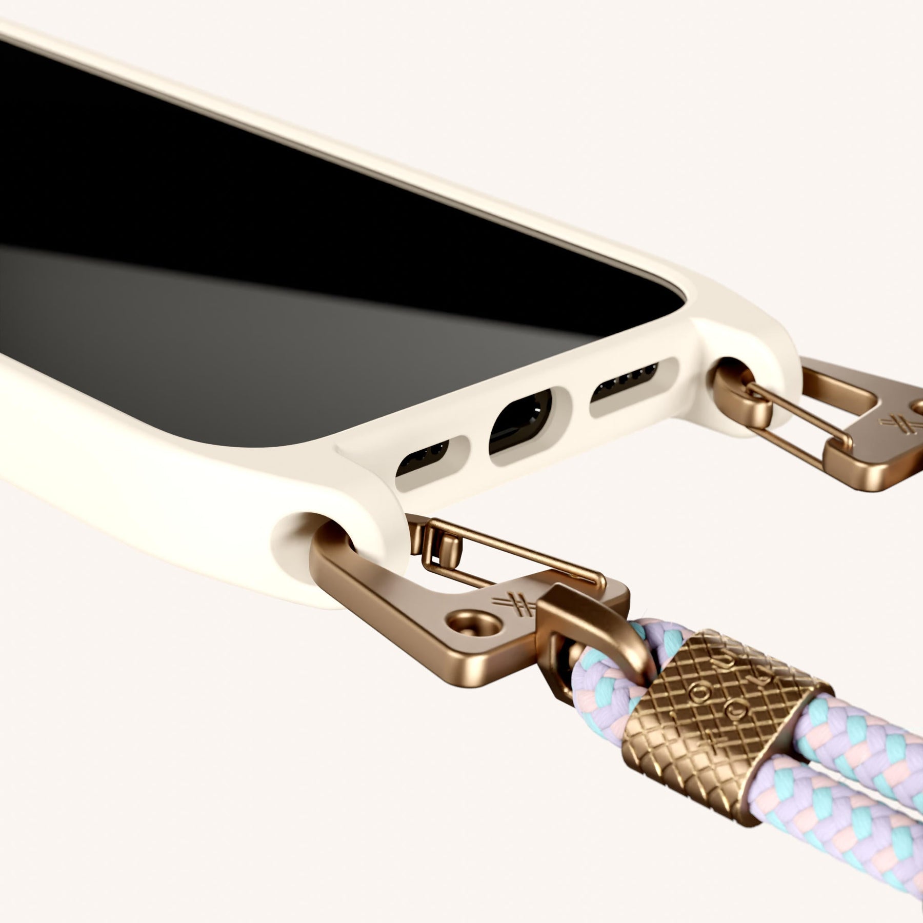 Phone Necklace with Carabiner Rope in Chalk + Vibrant Pastel
