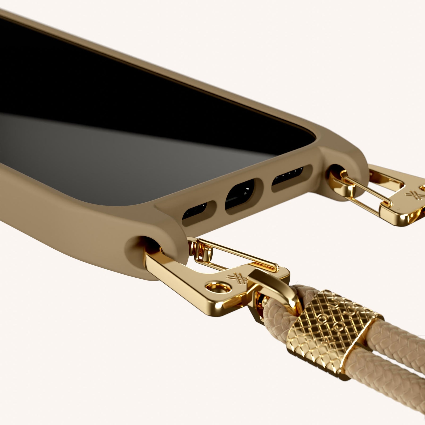 Handykette mit Karabinerband in Taupe