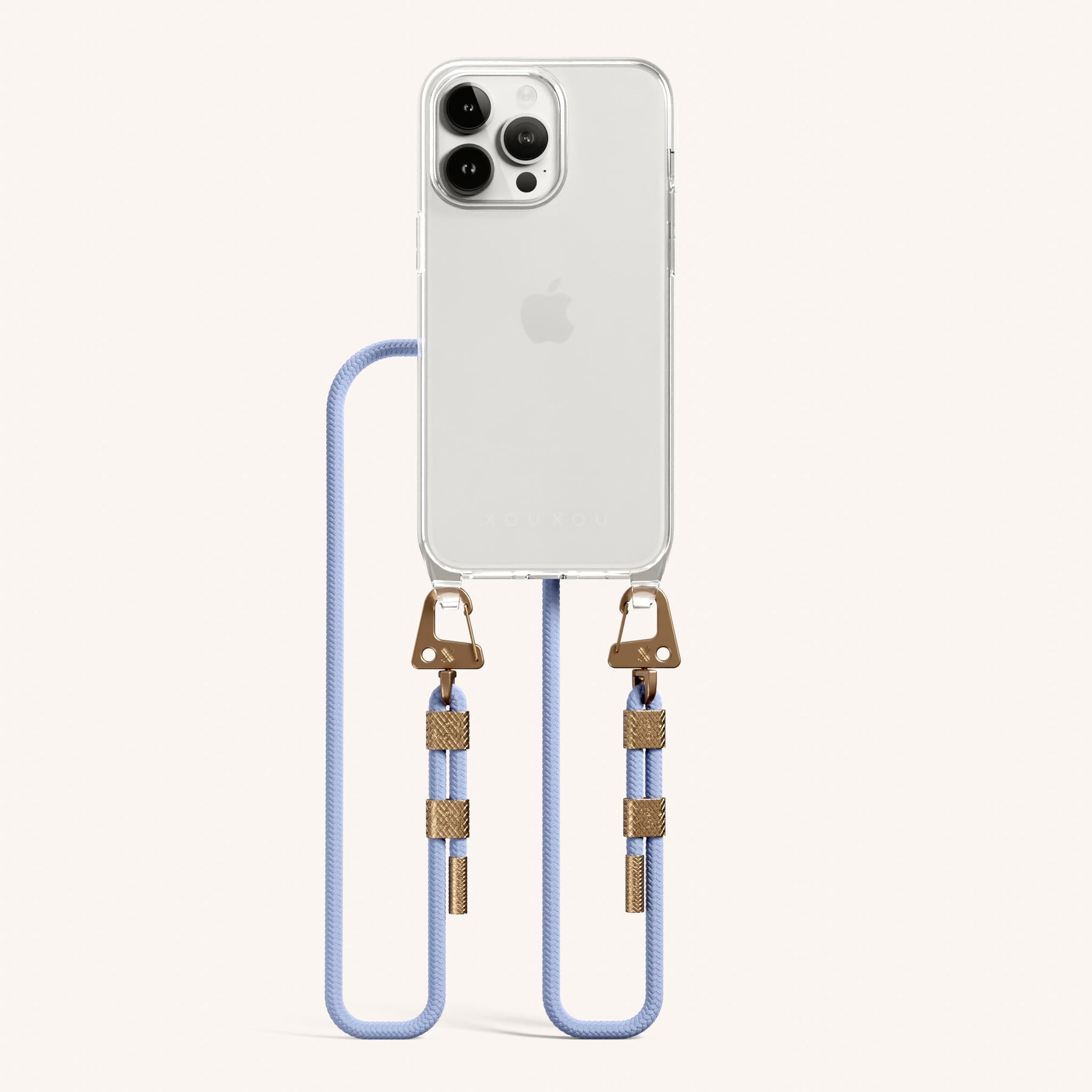 Handykette mit Karabinerband in Transparent + Baby Blau