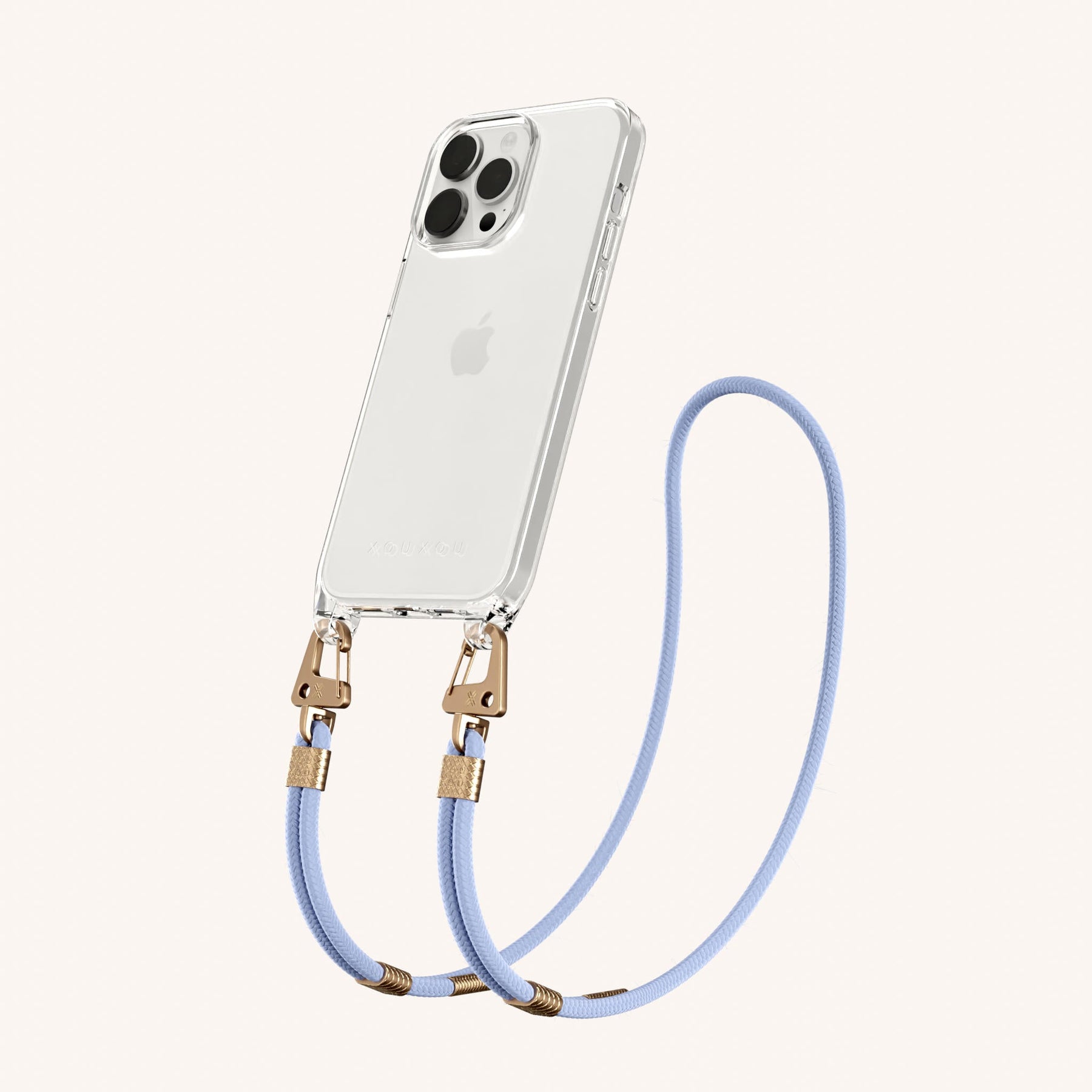 Handykette mit Karabinerband in Transparent + Baby Blau