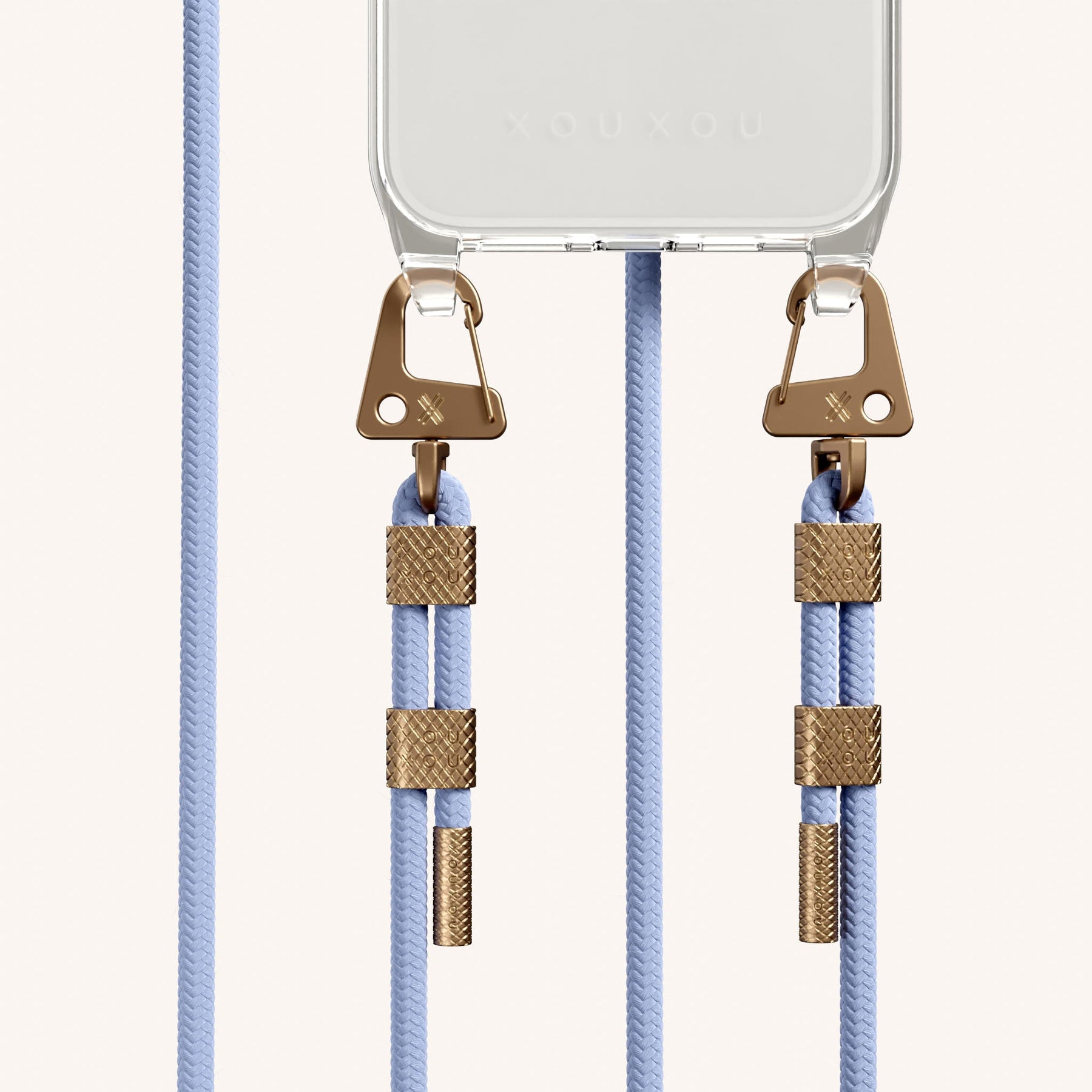 Handykette mit Karabinerband in Transparent + Baby Blau