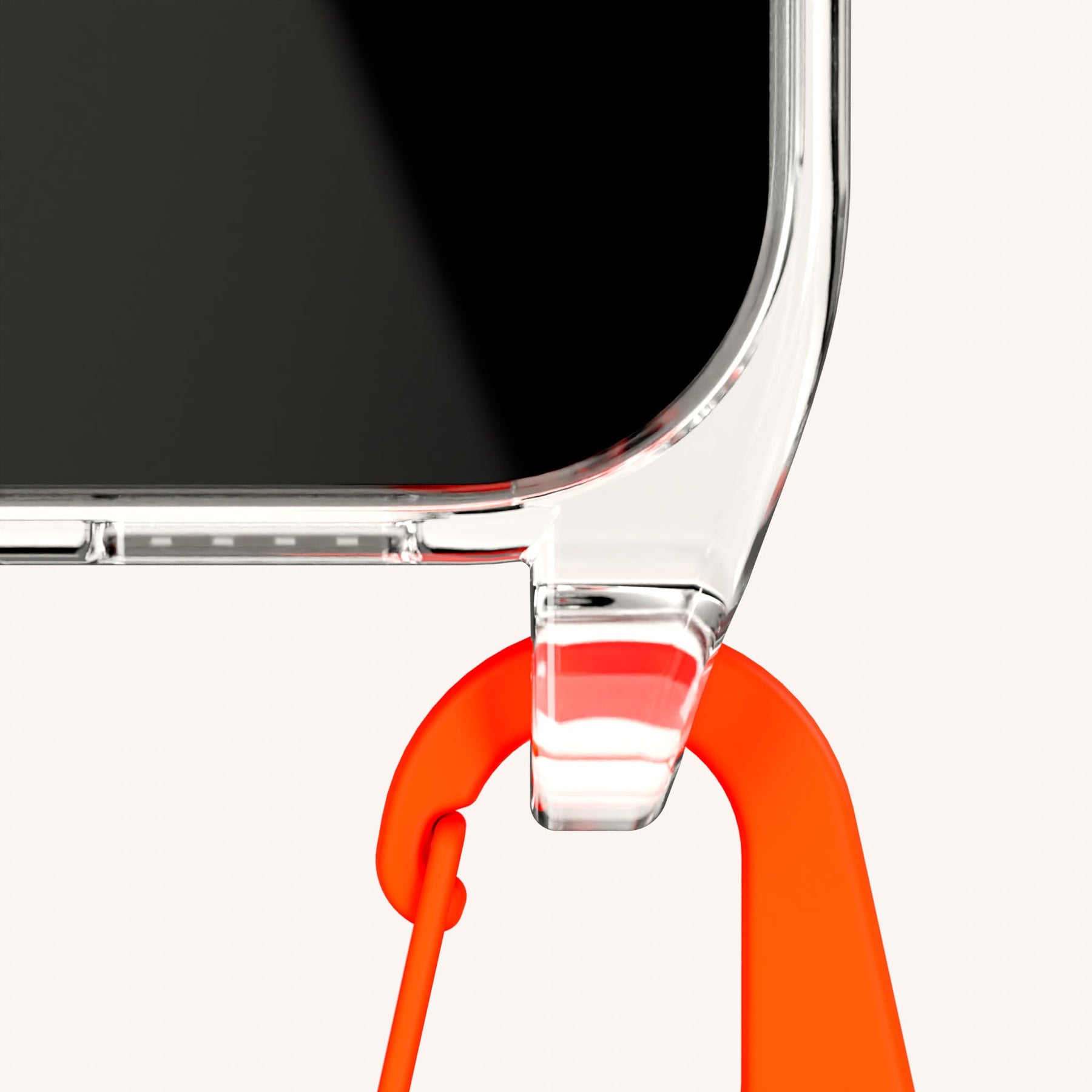 Phone Necklace with Carabiner Rope in Clear + Orange Camouflage