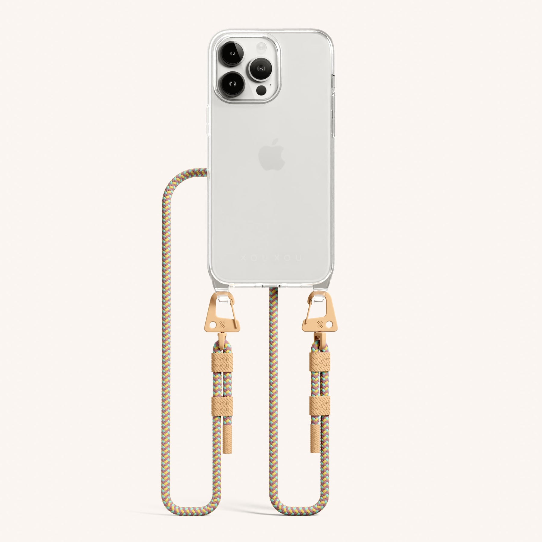 Handykette mit Karabinerband in Transparent + Palm Springs