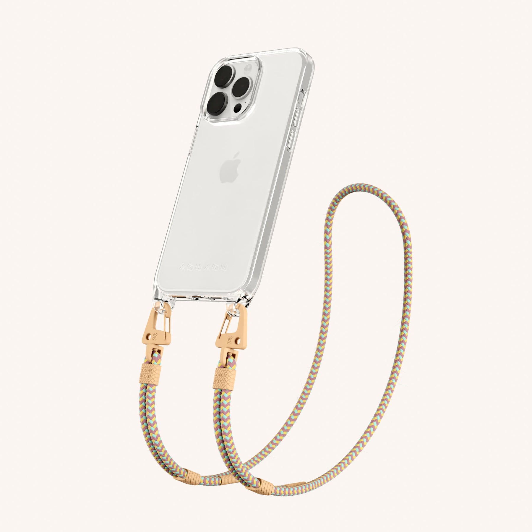 Handykette mit Karabinerband in Transparent + Palm Springs