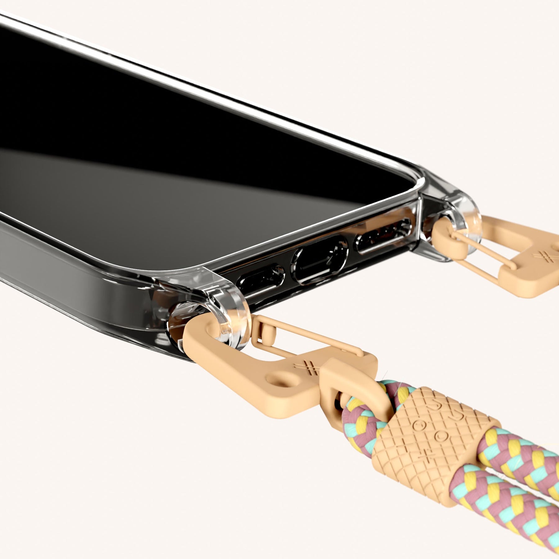 Handykette mit Karabinerband in Transparent + Palm Springs