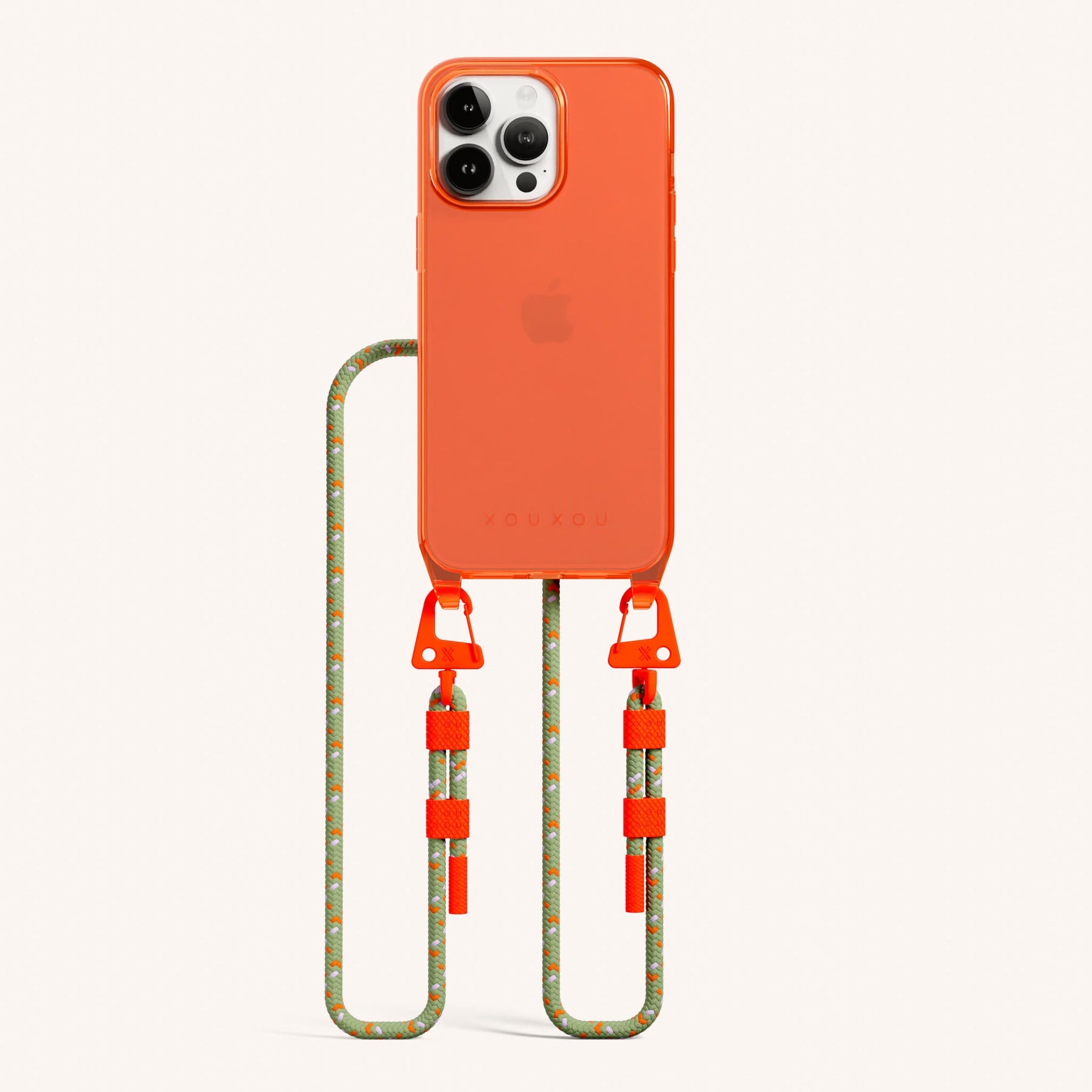 Handykette mit Karabinerband in Neon Orange Transparent + Orange Kamouflage