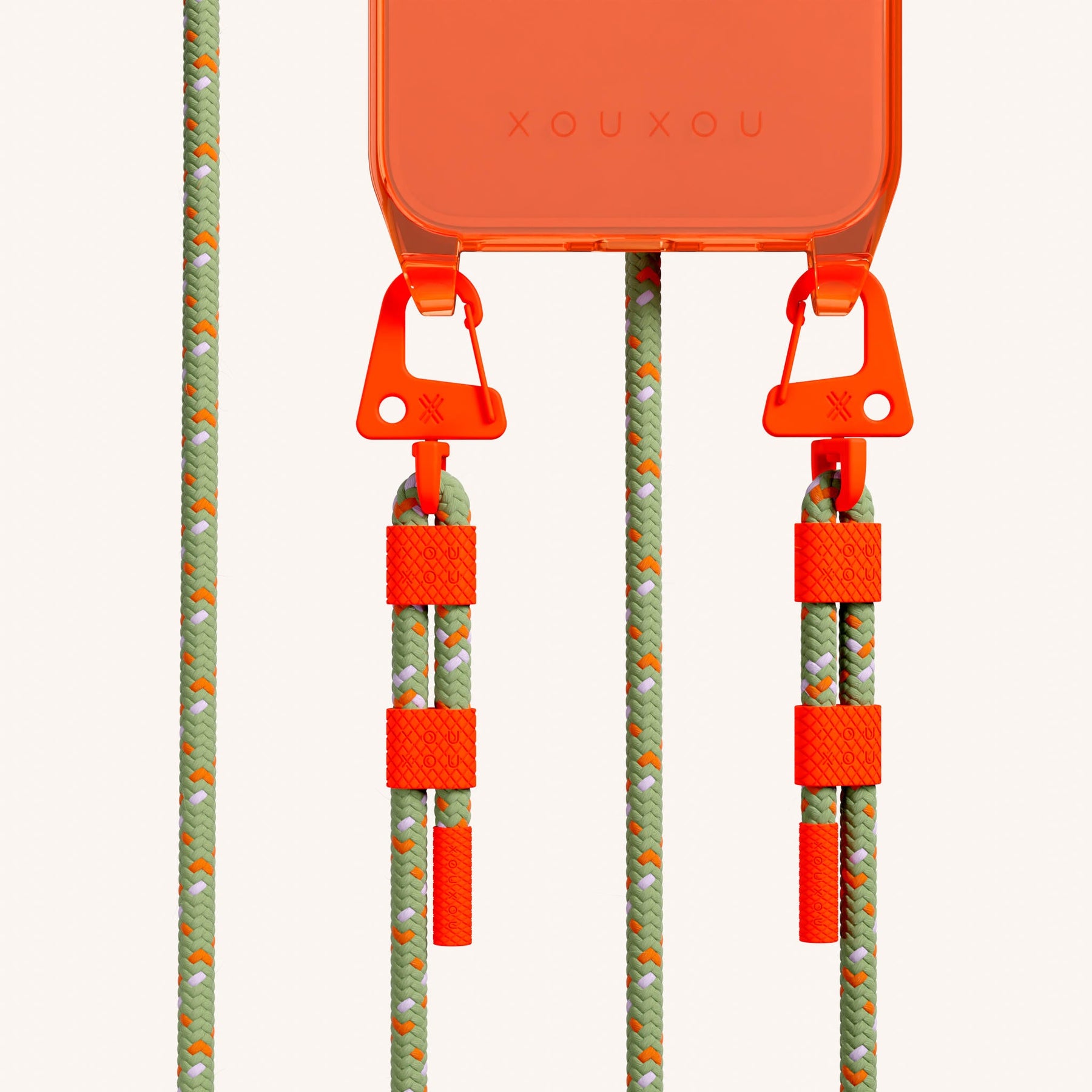 Handykette mit Karabinerband in Neon Orange Transparent + Orange Kamouflage