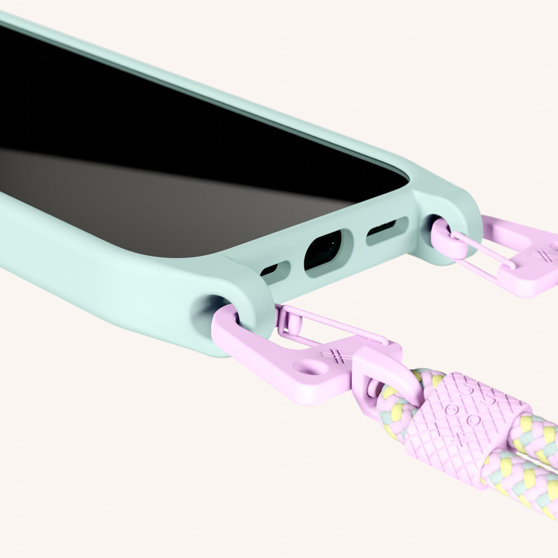 Phone Necklace with Carabiner Rope in Azzurro + Dolce