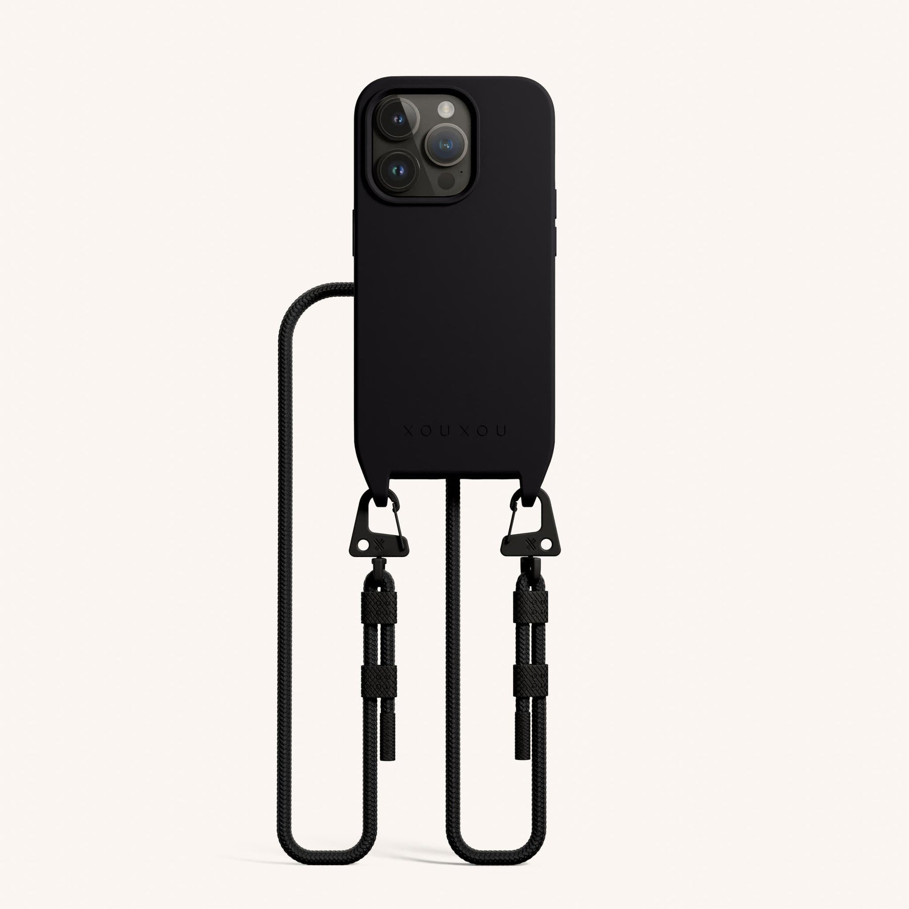 Handykette mit Karabinerband in Schwarz