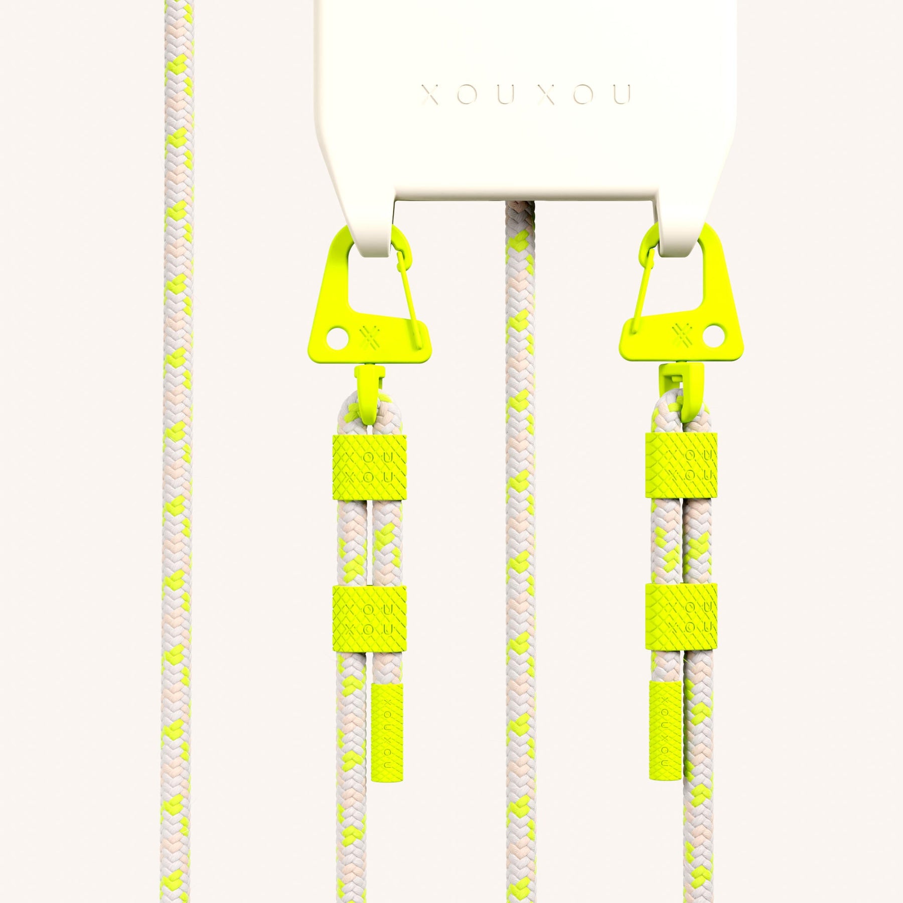 Handykette mit Karabinerband in Kreideweiss + Neon Kamouflage