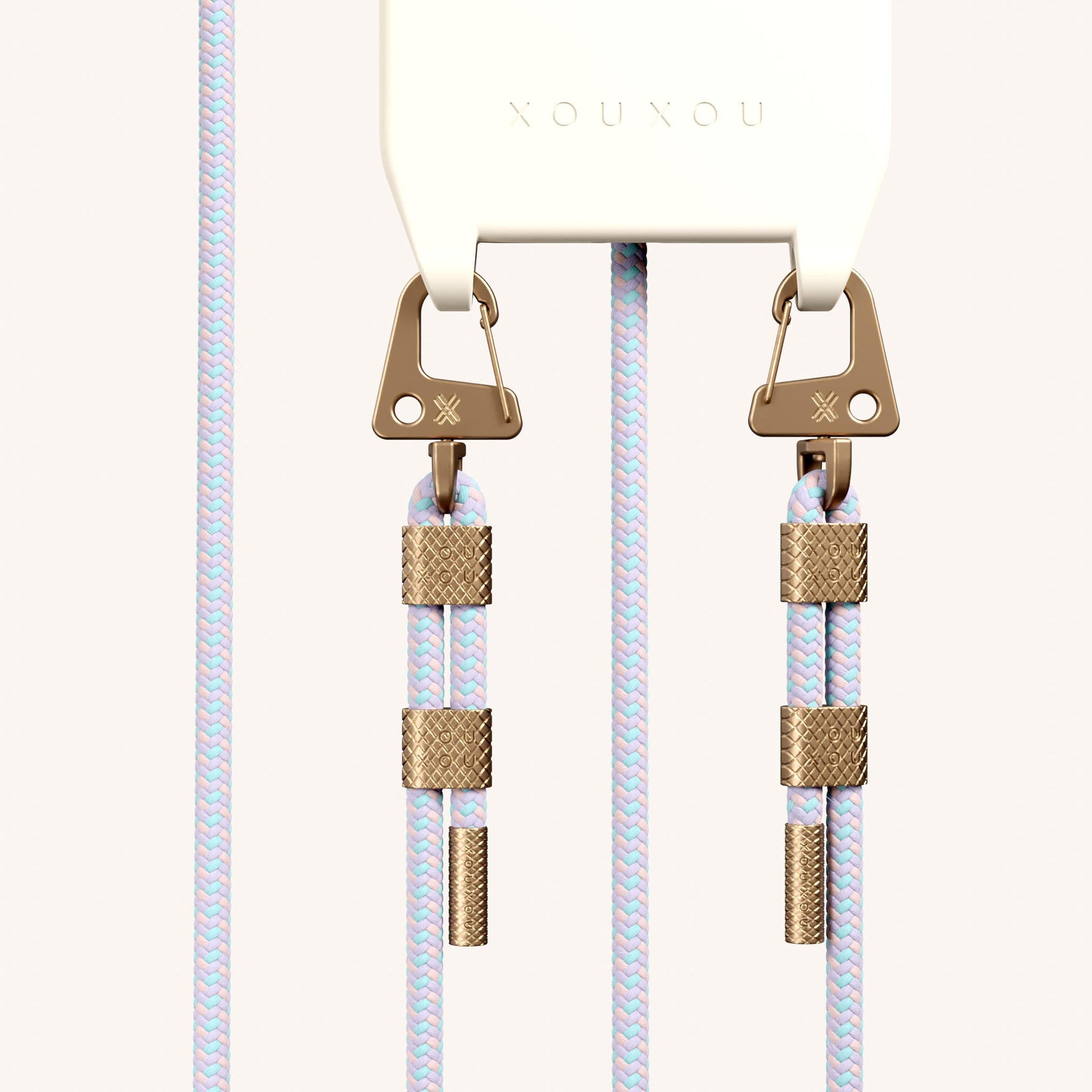 Phone Necklace with Carabiner Rope in Chalk + Vibrant Pastel