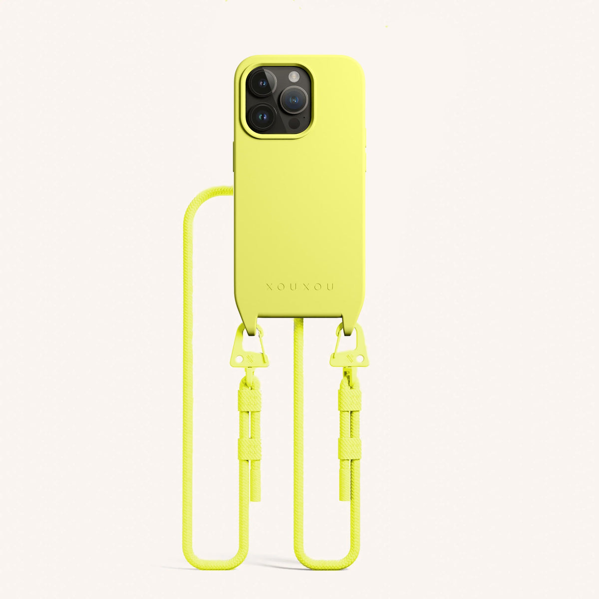 Phone Necklace with Carabiner Rope for iPhone 15 Pro with MagSafe in Limoncello | XOUXOU #phone model_iphone 13 pro max
