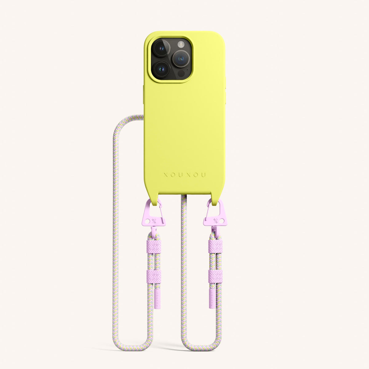 Phone Necklace with Carabiner Rope for iPhone 15 Pro with MagSafe in Limoncello + Dolce | XOUXOU #phone model_iphone 15 pro