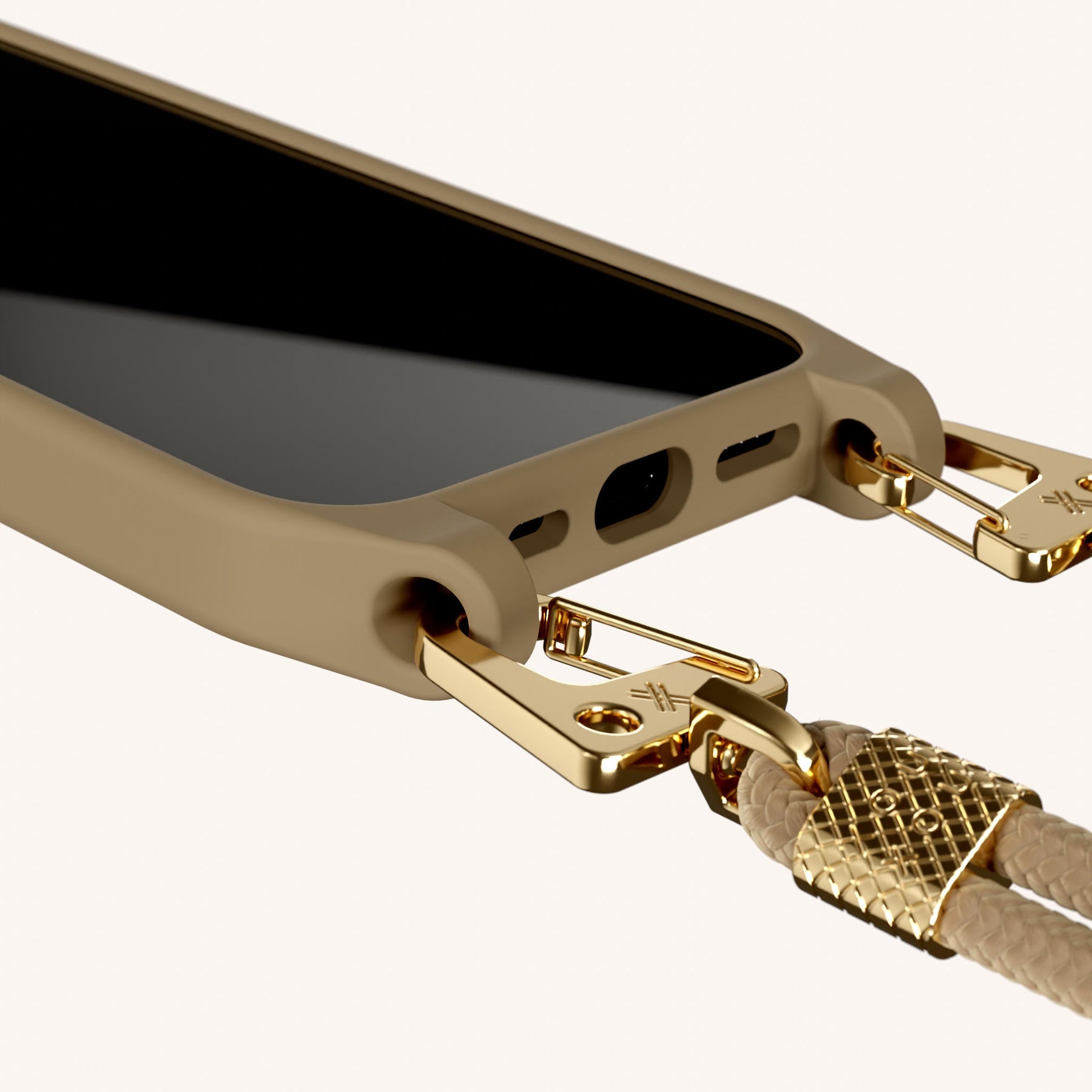 Handykette mit Karabinerband in Taupe
