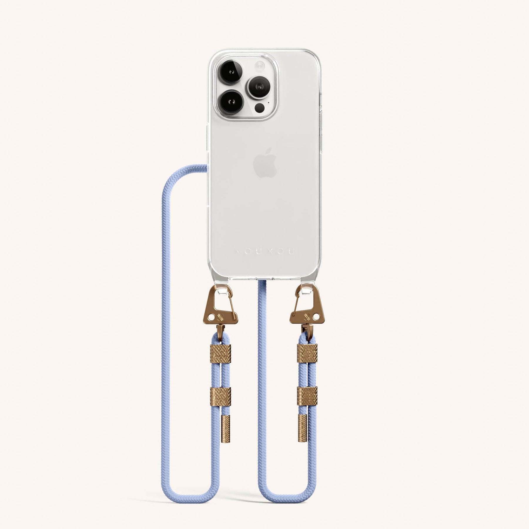 Handykette mit Karabinerband in Transparent + Baby Blau