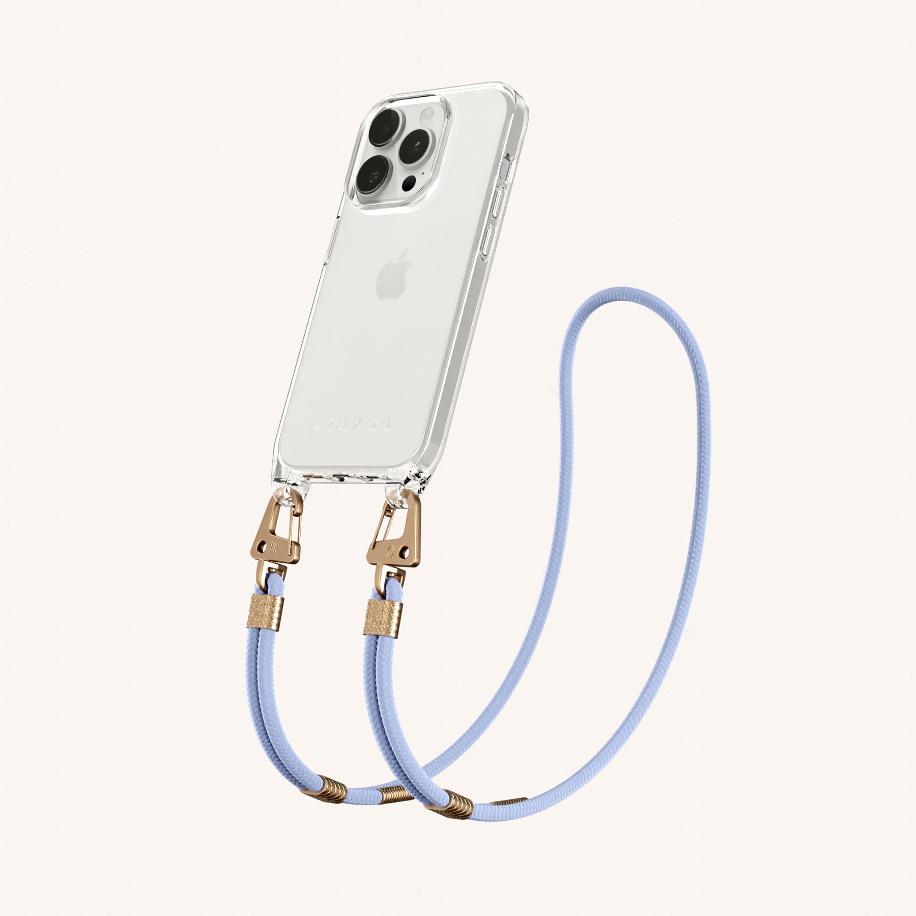 Handykette mit Karabinerband in Transparent + Baby Blau