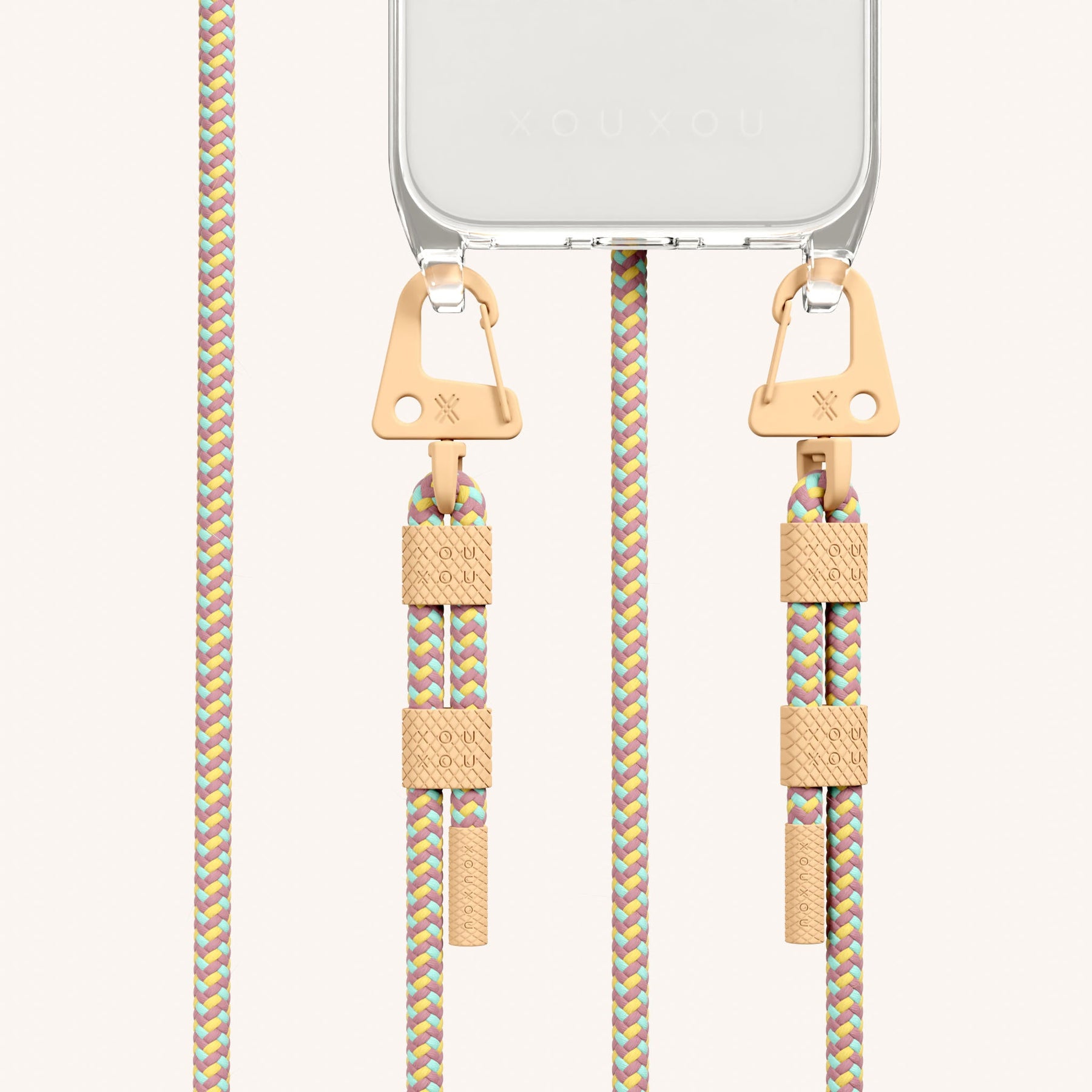 Handykette mit Karabinerband in Transparent + Palm Springs