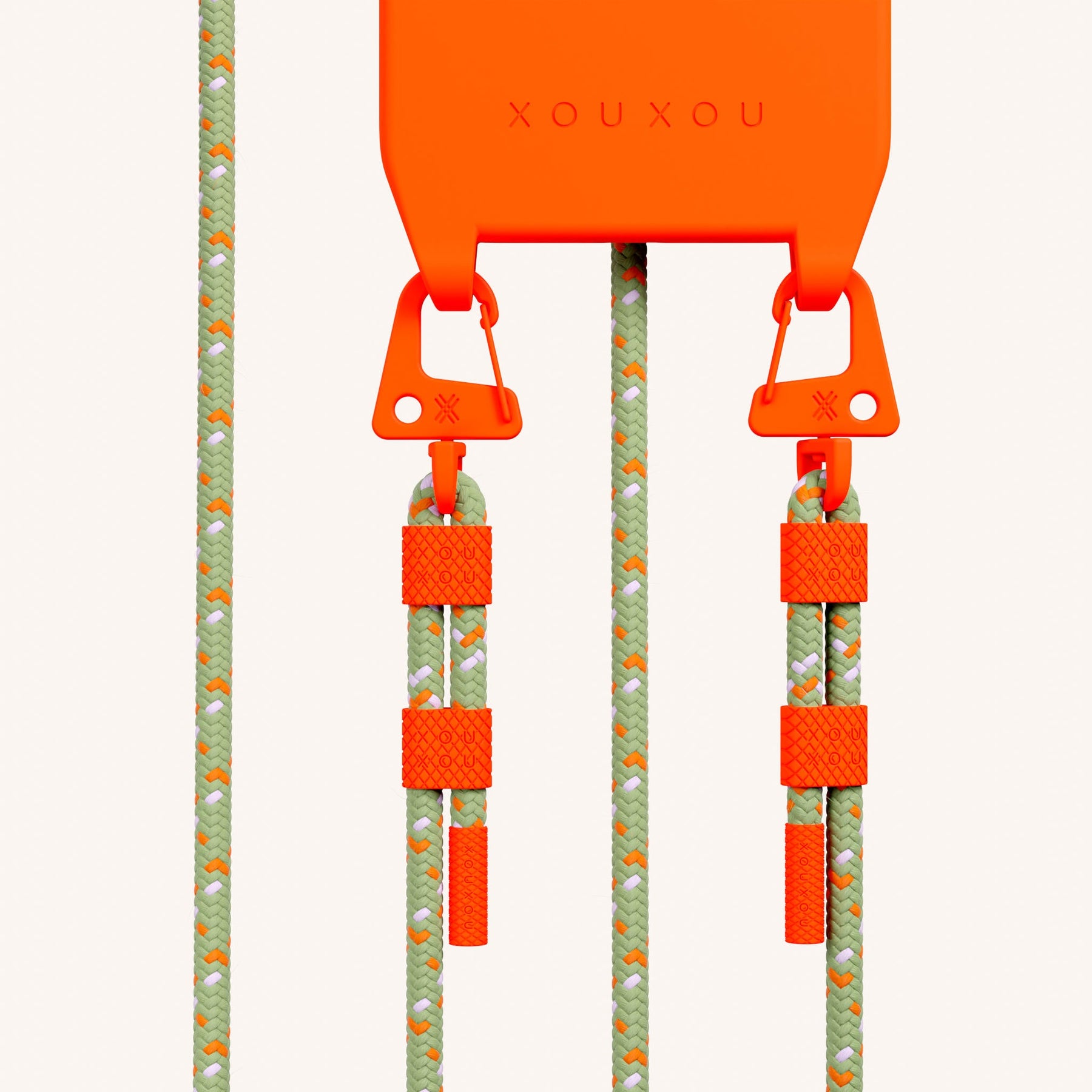 Handykette mit Karabinerband in Neon Orange + Orange Kamouflage