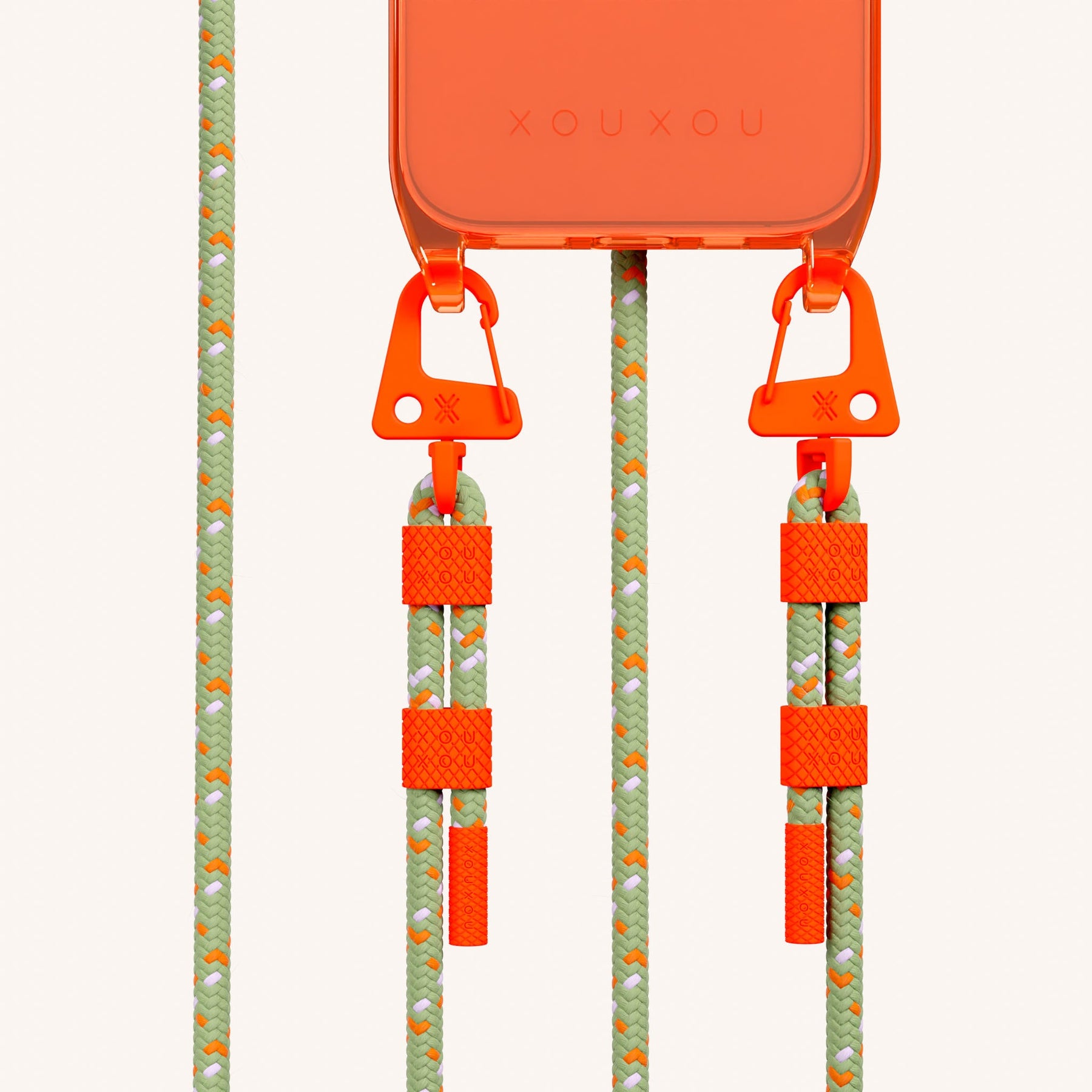 Handykette mit Karabinerband in Neon Orange Transparent + Orange Kamouflage