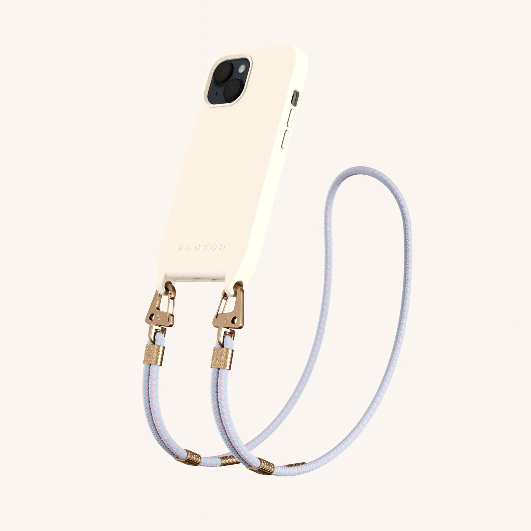 Phone Necklace with Carabiner Rope in Chalk + Vibrant Pastel