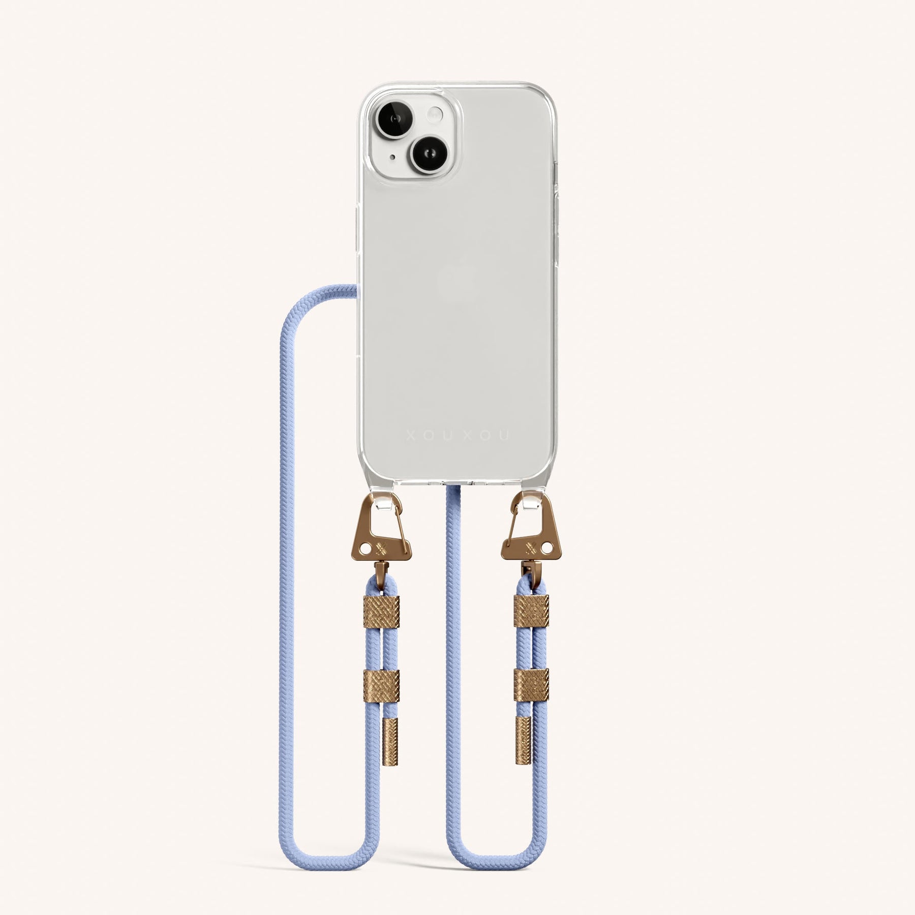 Handykette mit Karabinerband in Transparent + Baby Blau