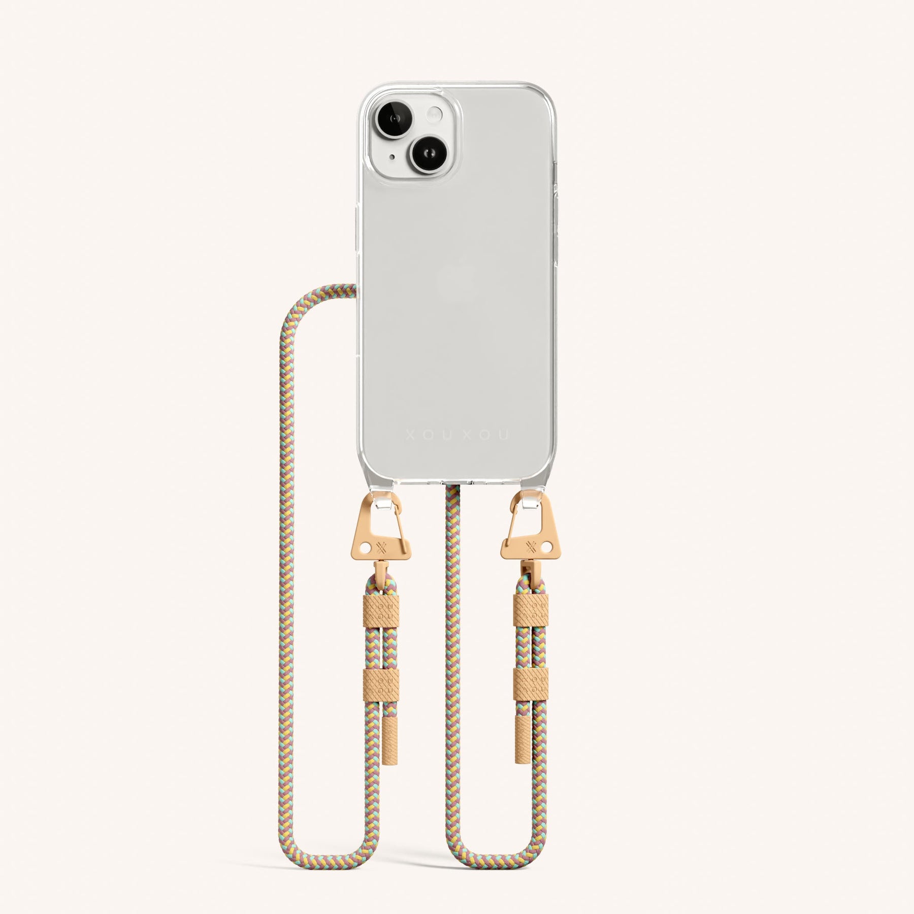 Handykette mit Karabinerband in Transparent + Palm Springs