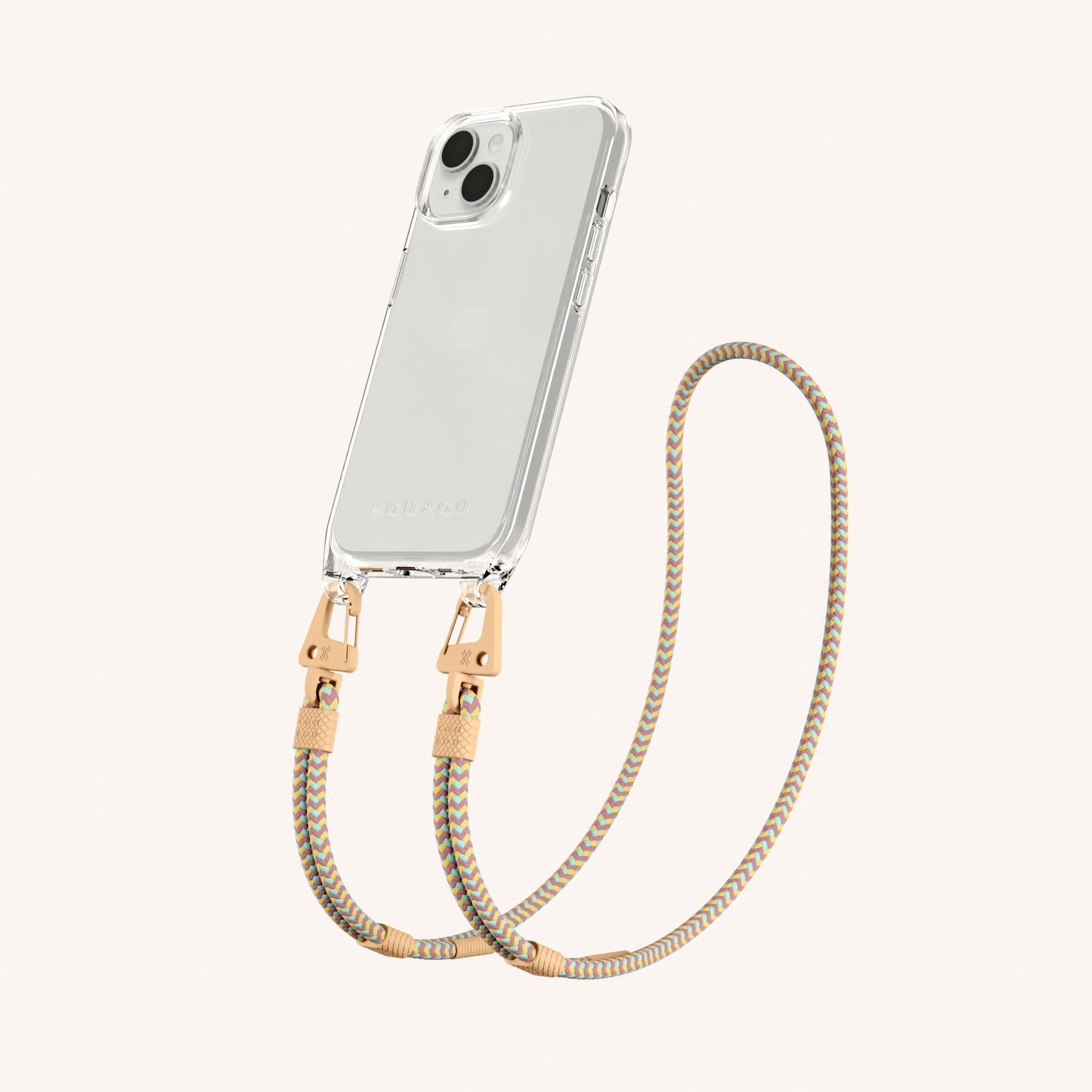 Handykette mit Karabinerband in Transparent + Palm Springs