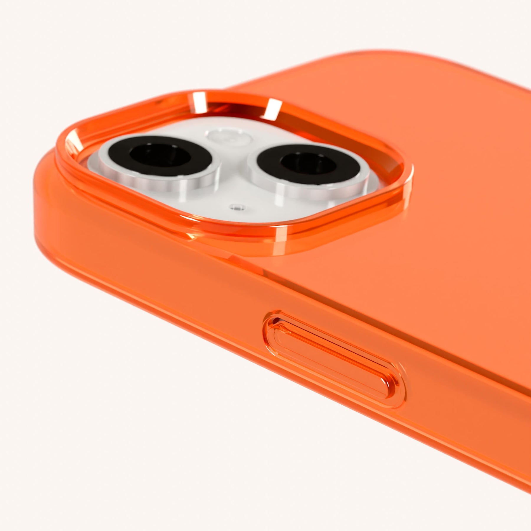 Handykette mit Karabinerband in Neon Orange transparent + Schwarz