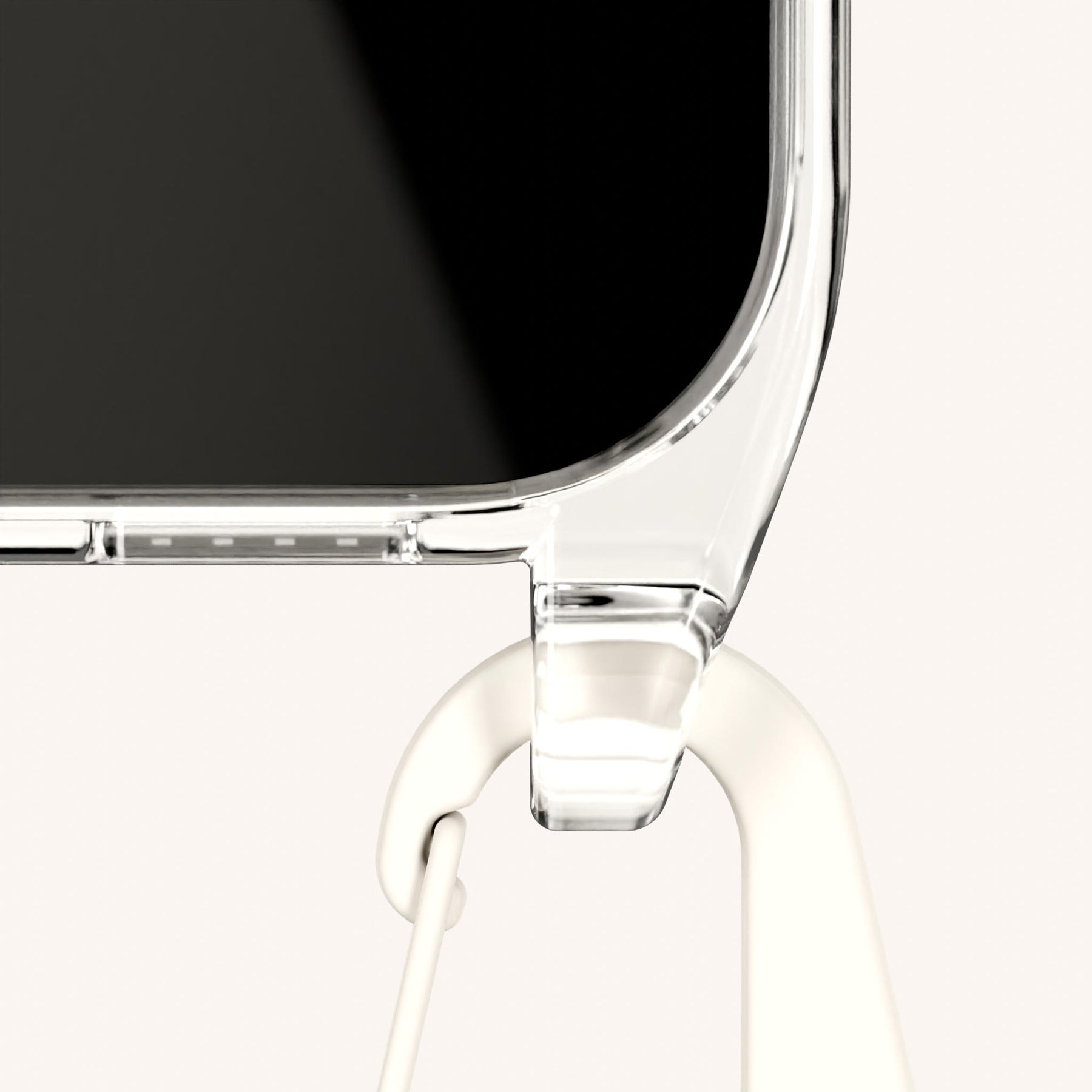 Handykette mit Karabinerband in Transparent + Kreideweiss